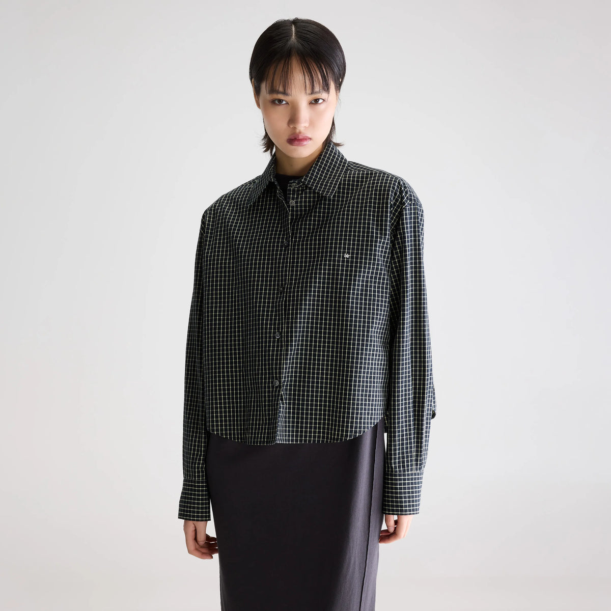 Black checkered button-up shirt for women | Bellerose Black checkered button-up shirt for women | Bellerose
