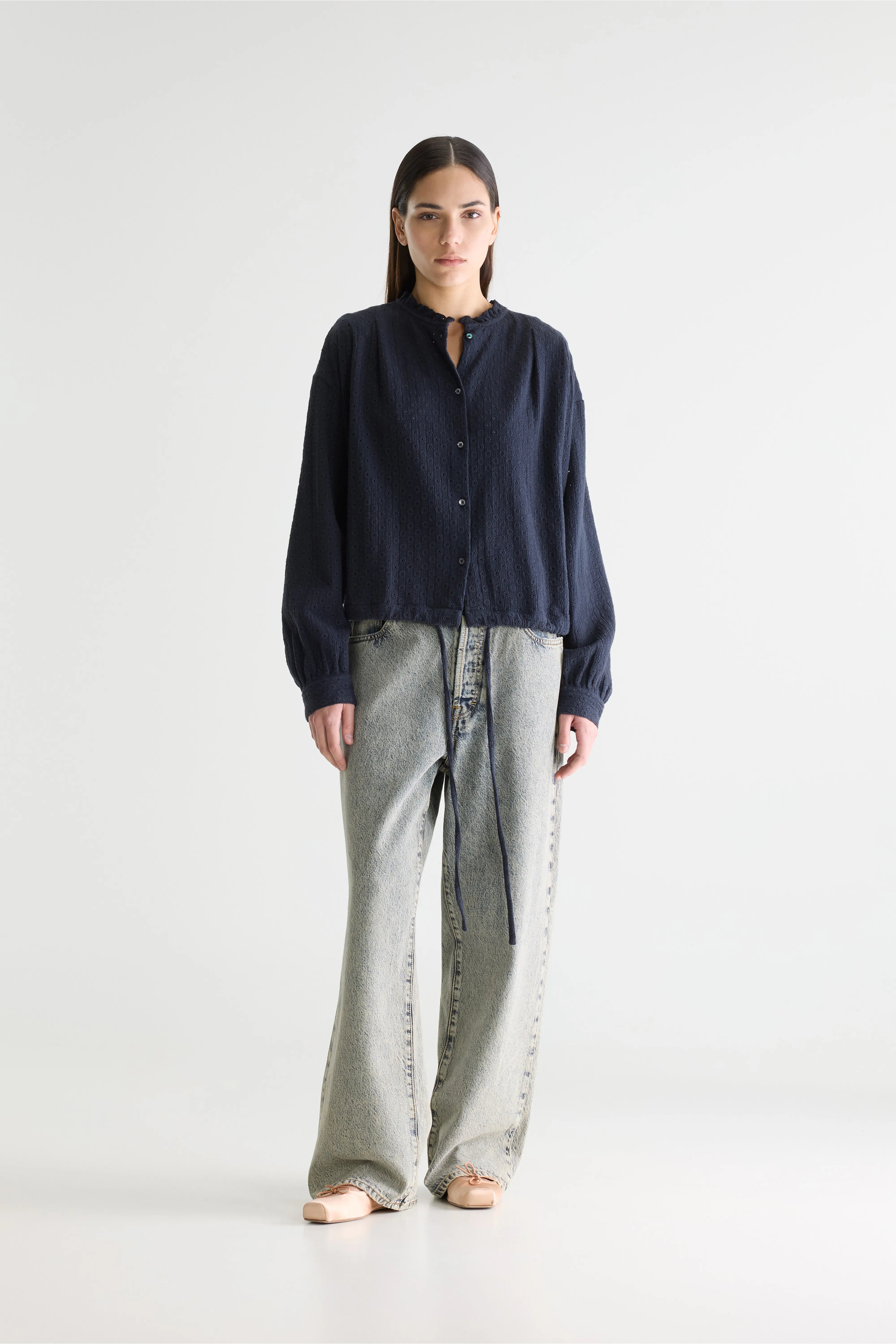 Chelsy Geborduurde Blouse - Navy Voor Dames | Bellerose