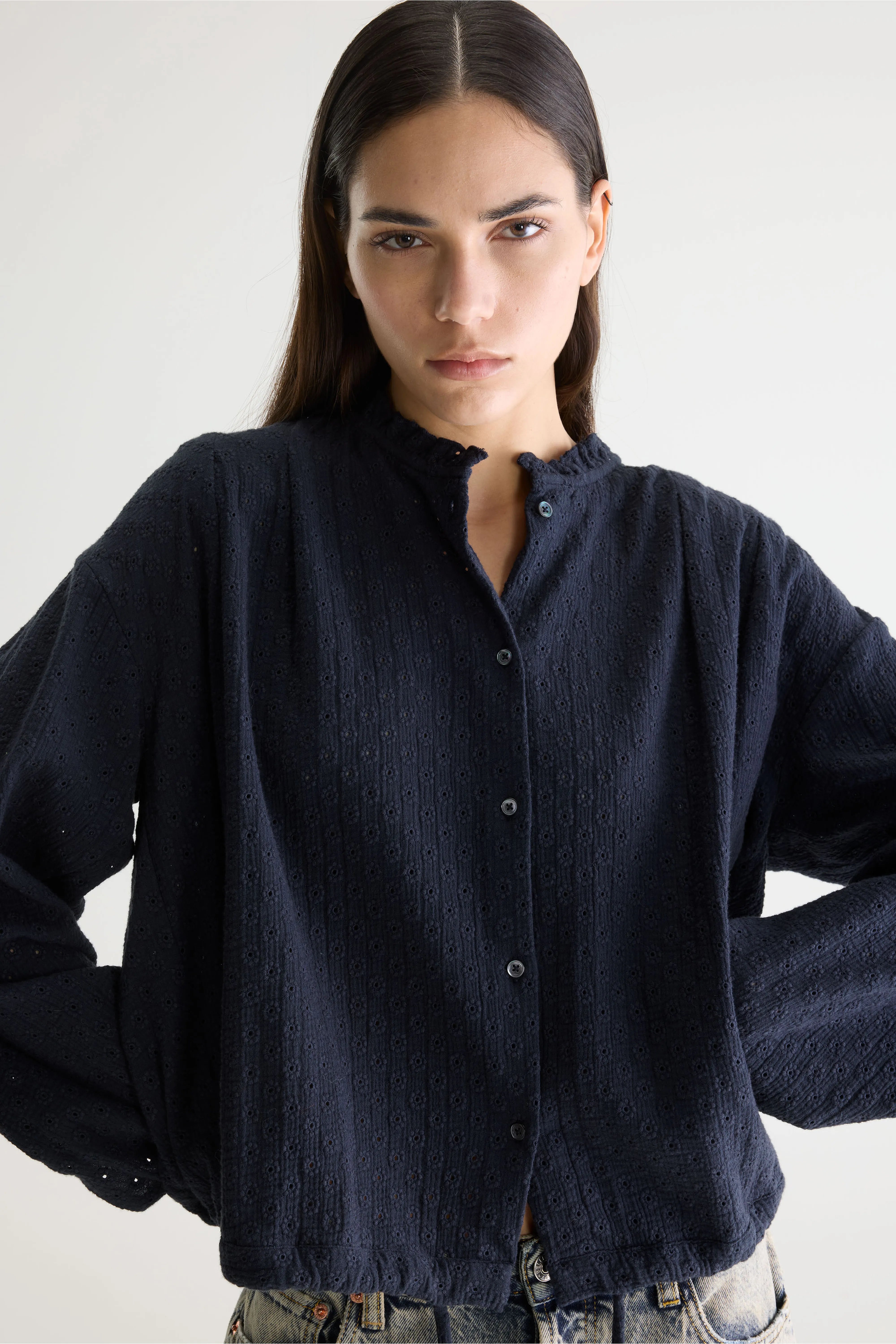 Blouse brodée Chelsy (261 / W / NAVY)