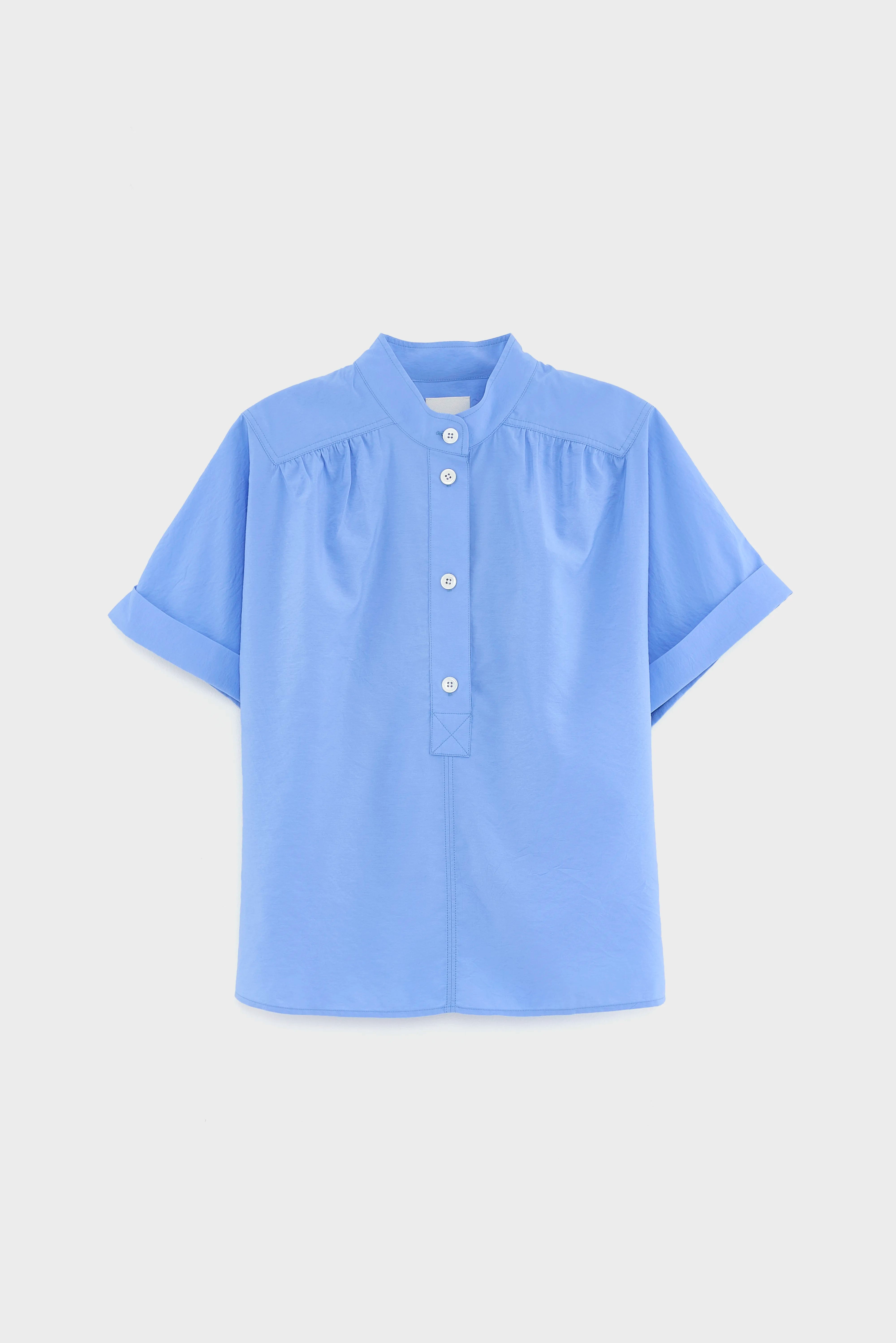 Pear blouse met korte mouwen  (261 / W / BLUE SHIRT)