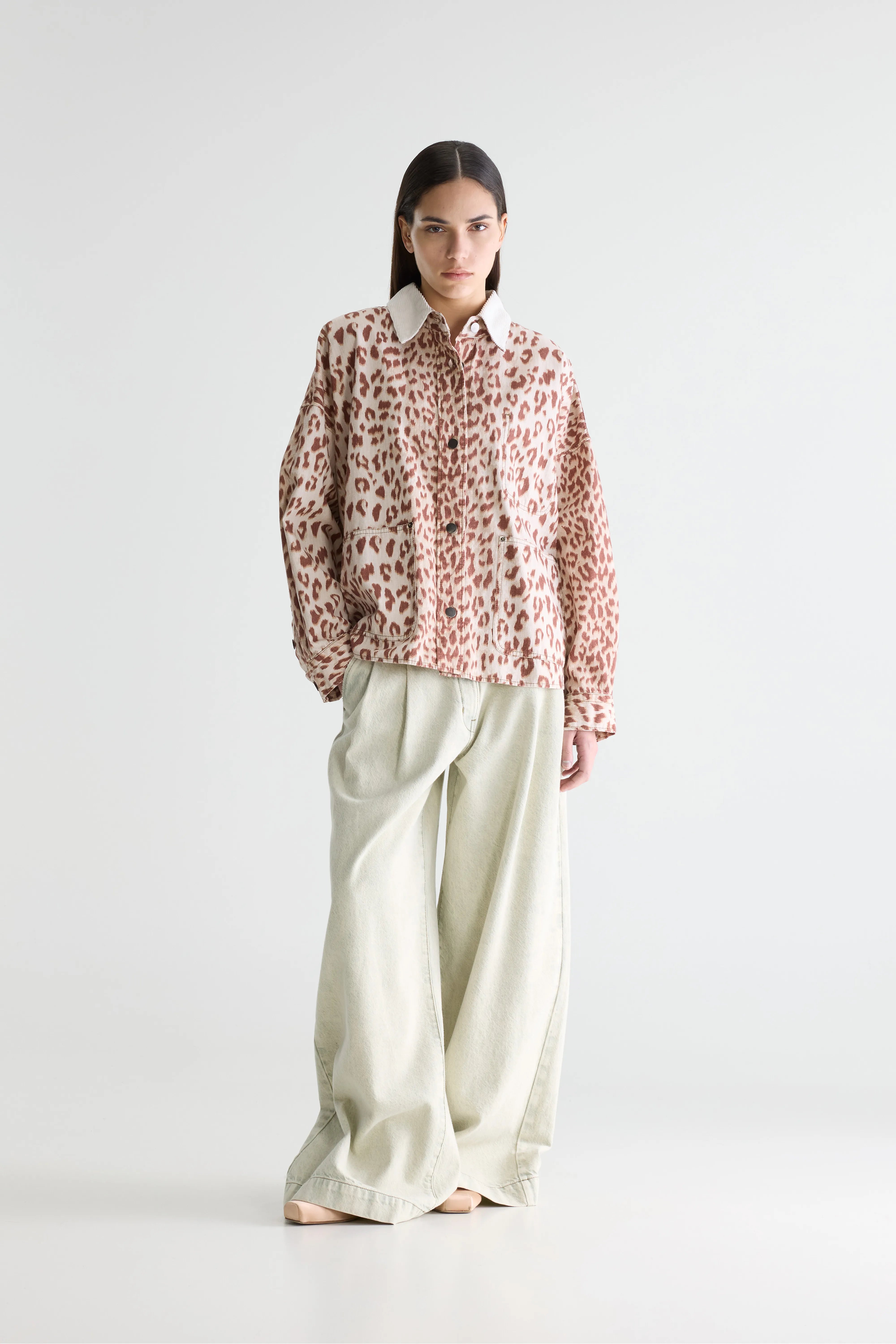 Wandy Leopard-print Overshirt - Cord / Cream / Latte For Women | Bellerose