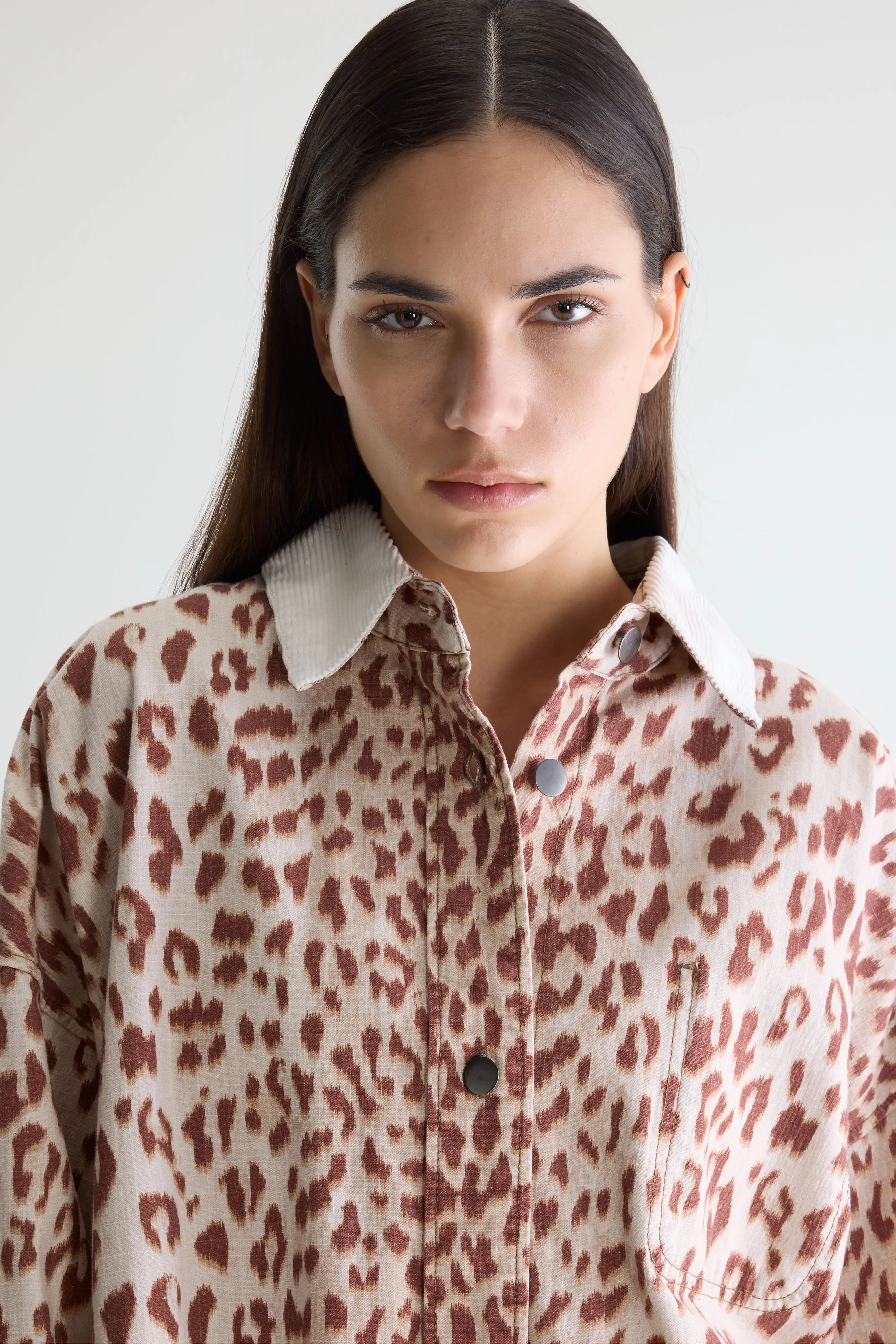 Wandy Leopard-print Overshirt - Cord / Cream / Latte For Women | Bellerose