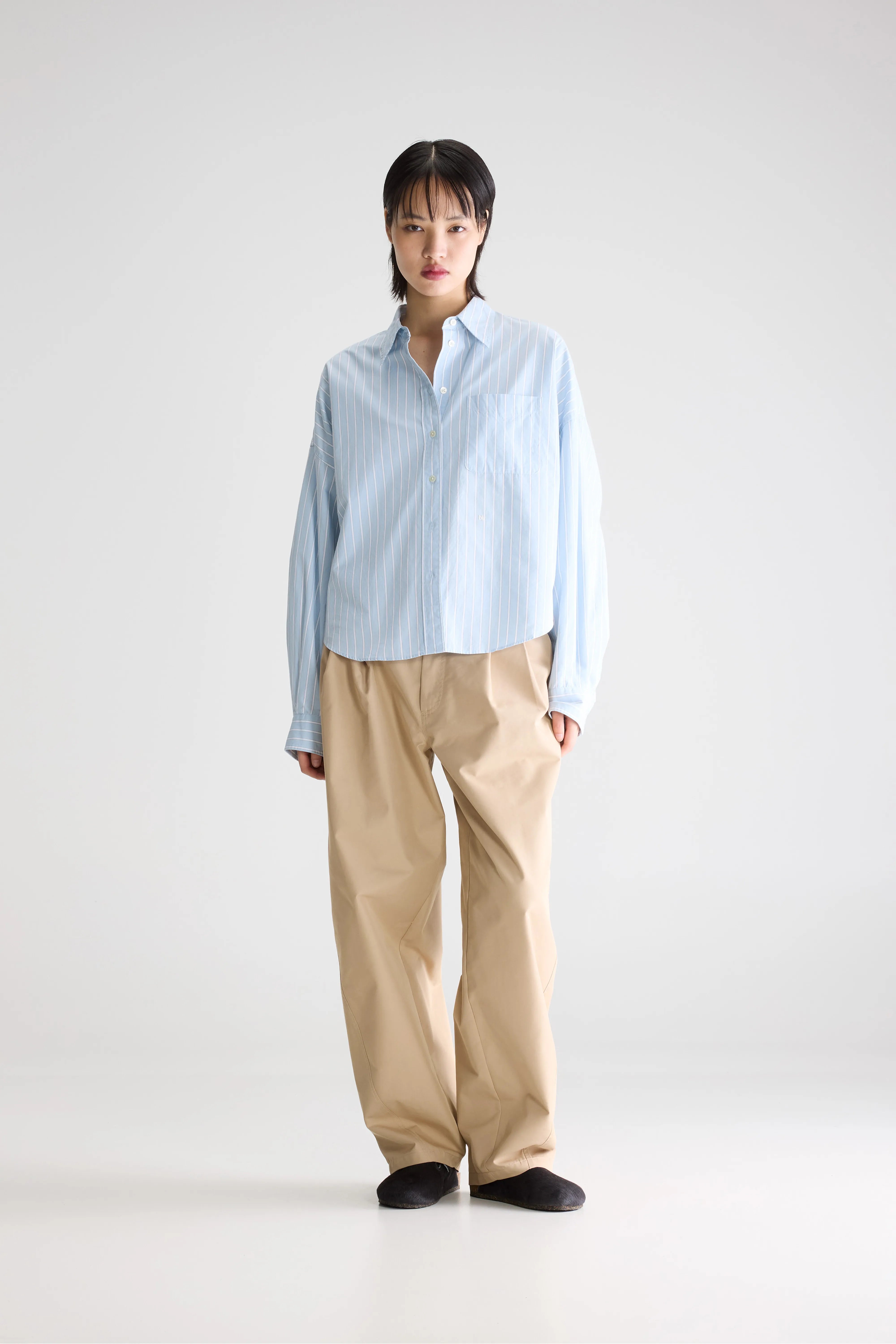 Ginger Striped Shirt - Black / Mist / White For Women | Bellerose