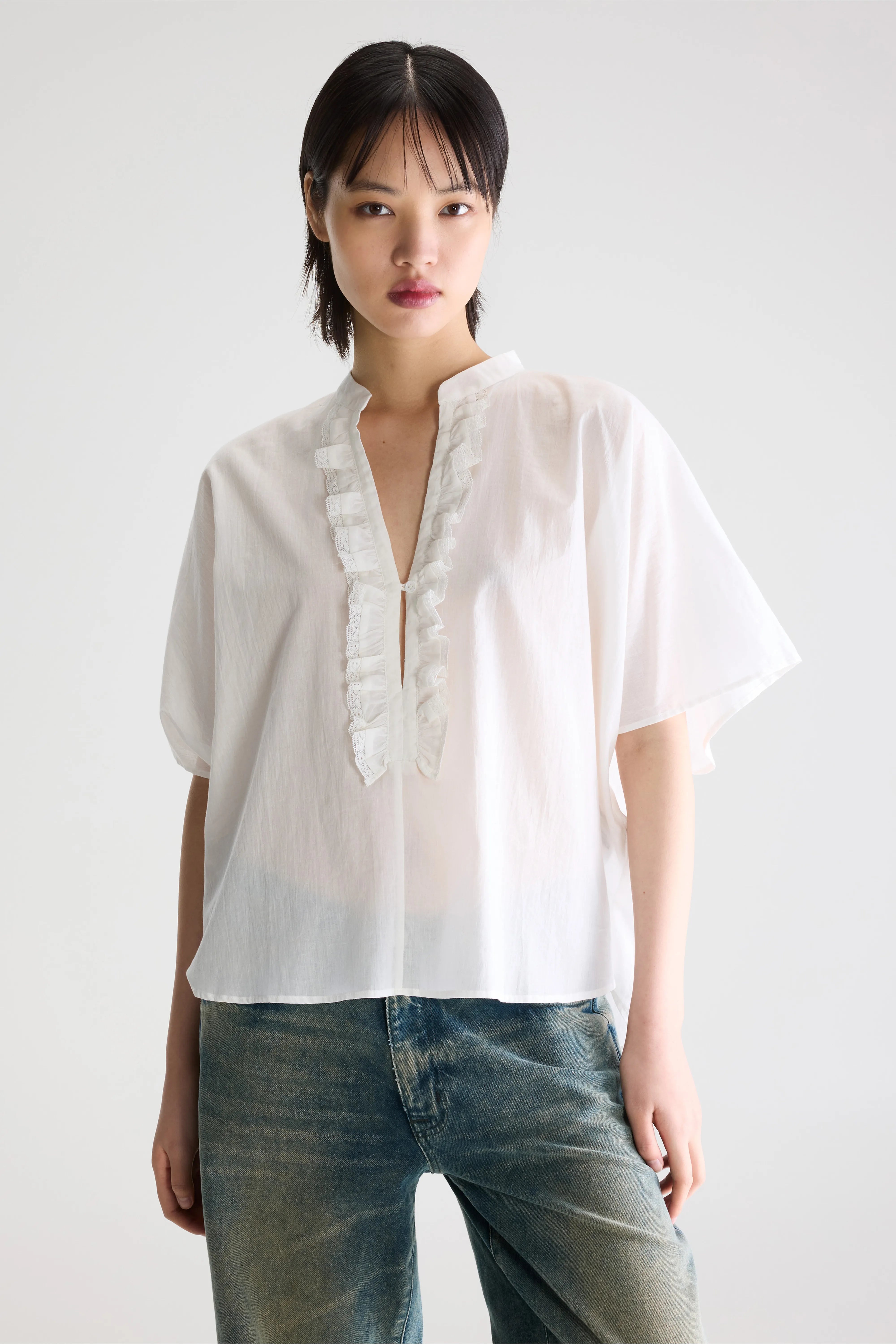 Dahlia Ruffled Blouse - White For Women | Bellerose