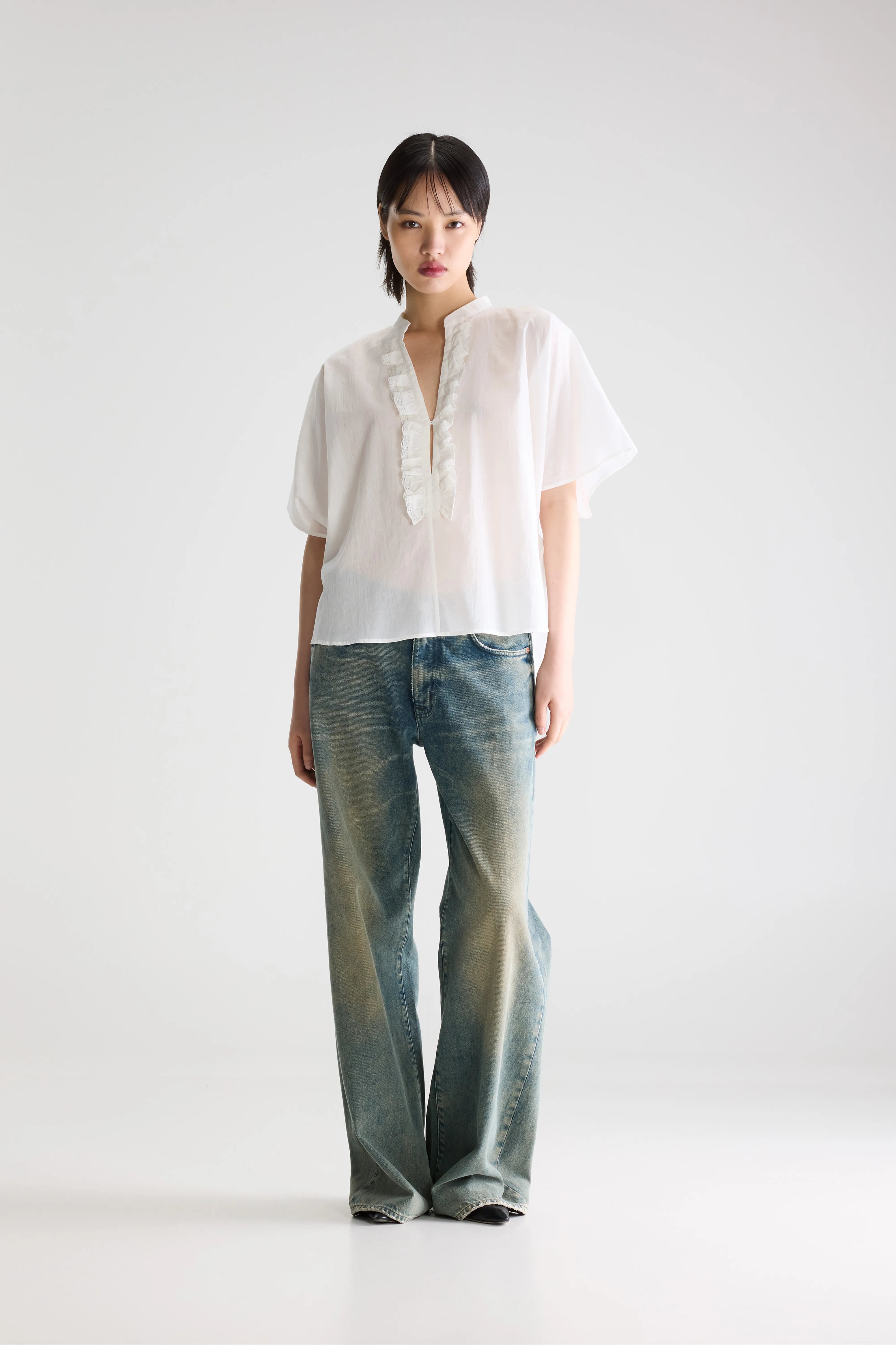 Dahlia Ruffled Blouse - White For Women | Bellerose