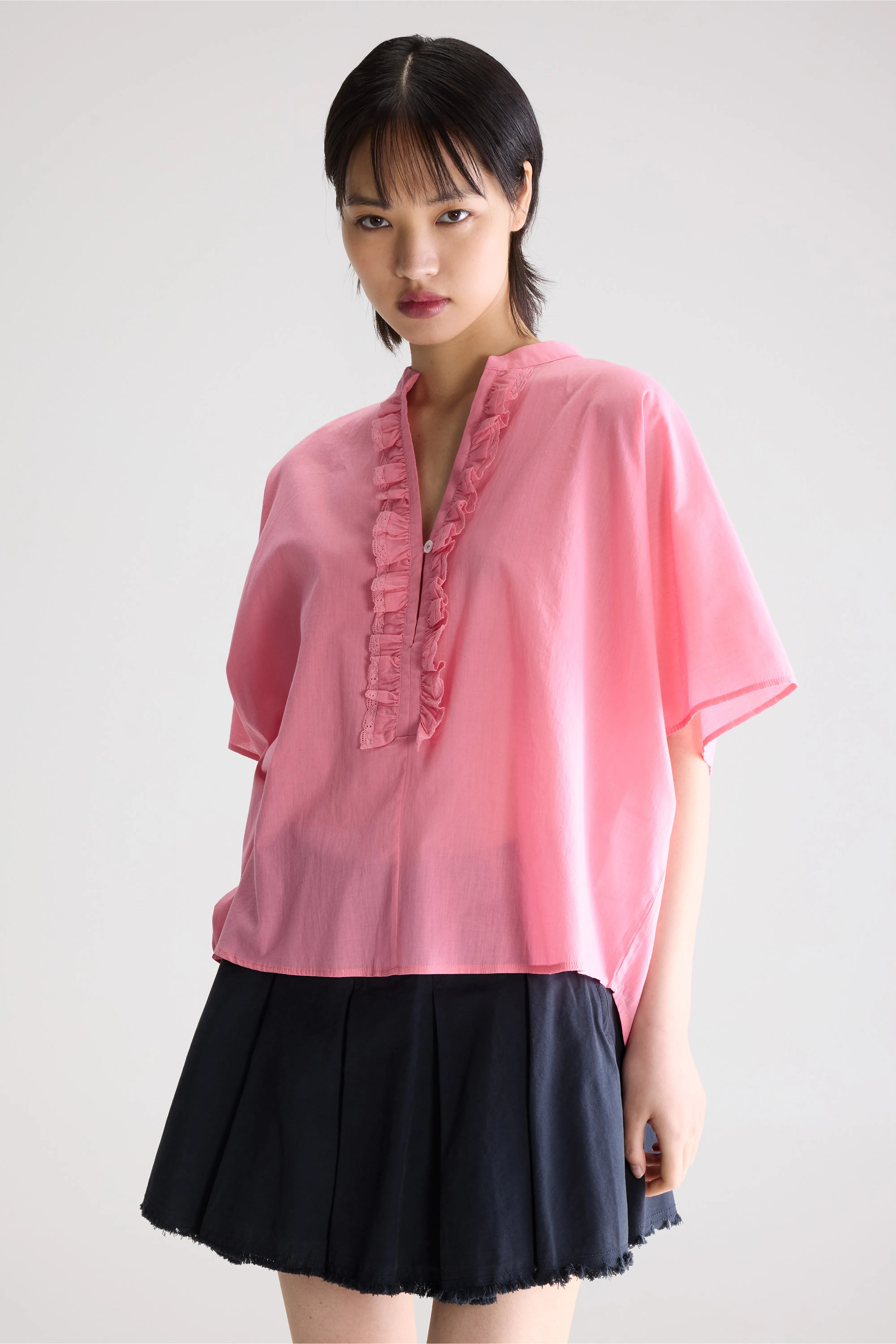 Dahlia Ruffled Blouse - Geranium For Women | Bellerose