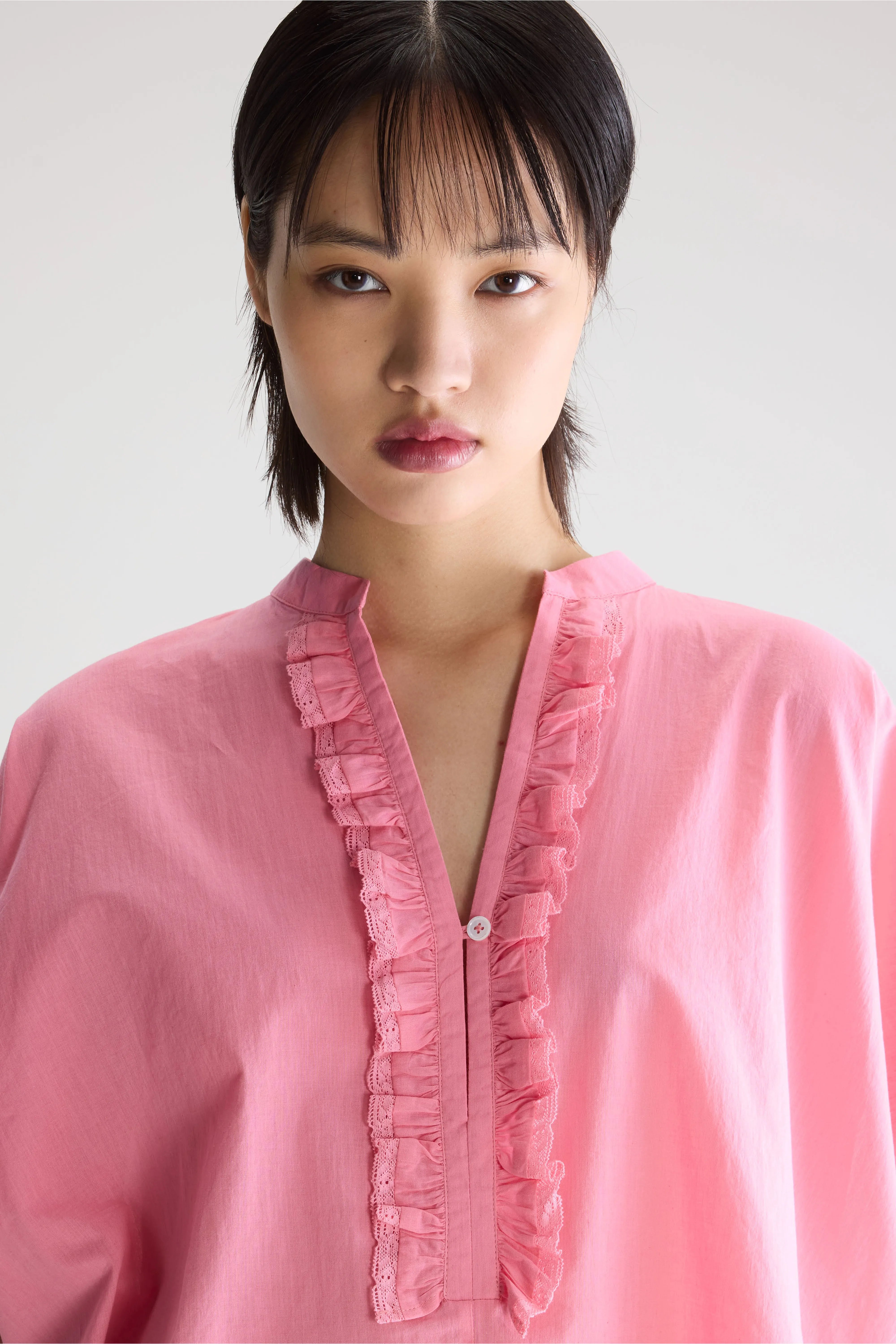 Dahlia Ruffled Blouse - Geranium For Women | Bellerose