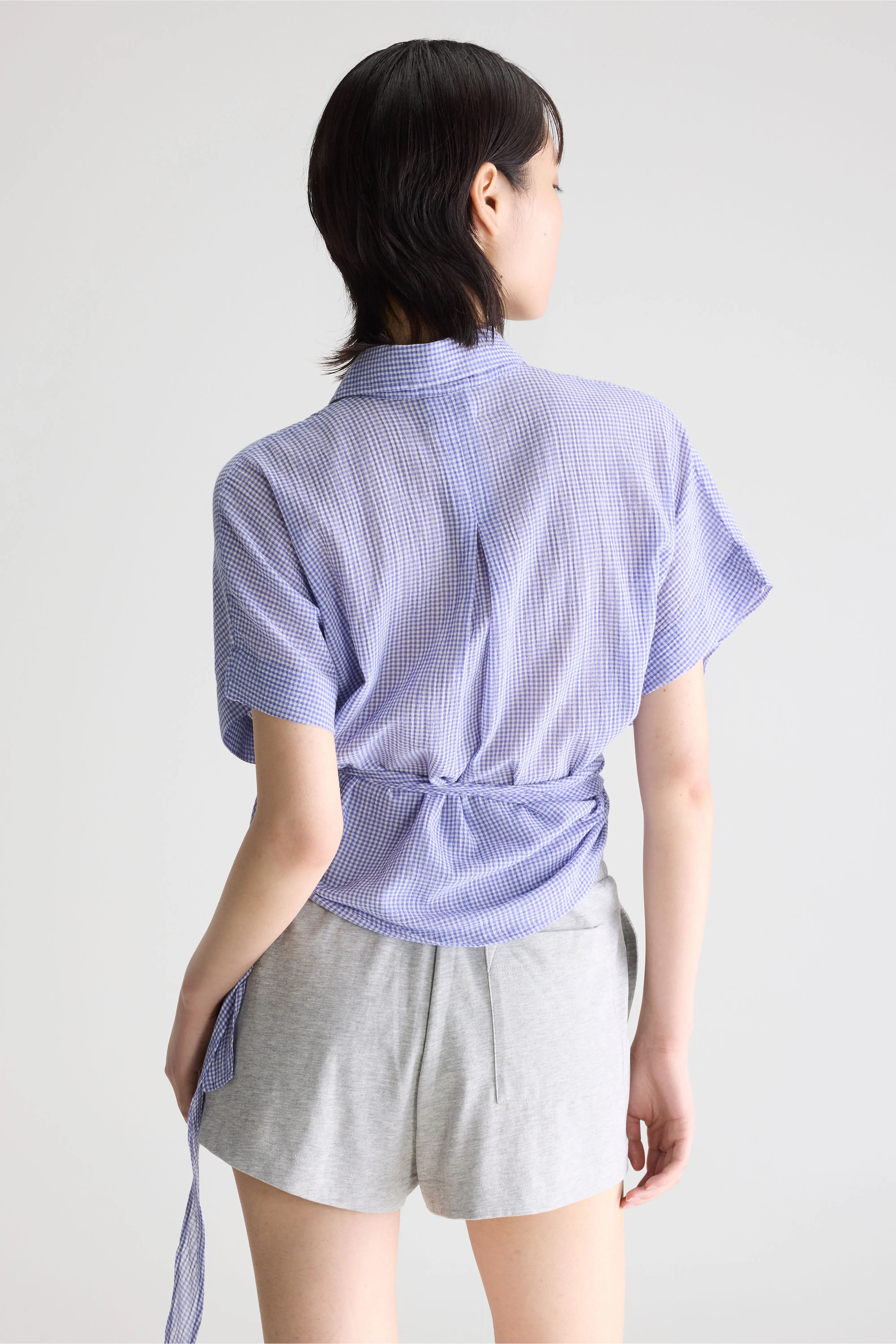 Coral blouse met strik (261 / W / CHECK A)