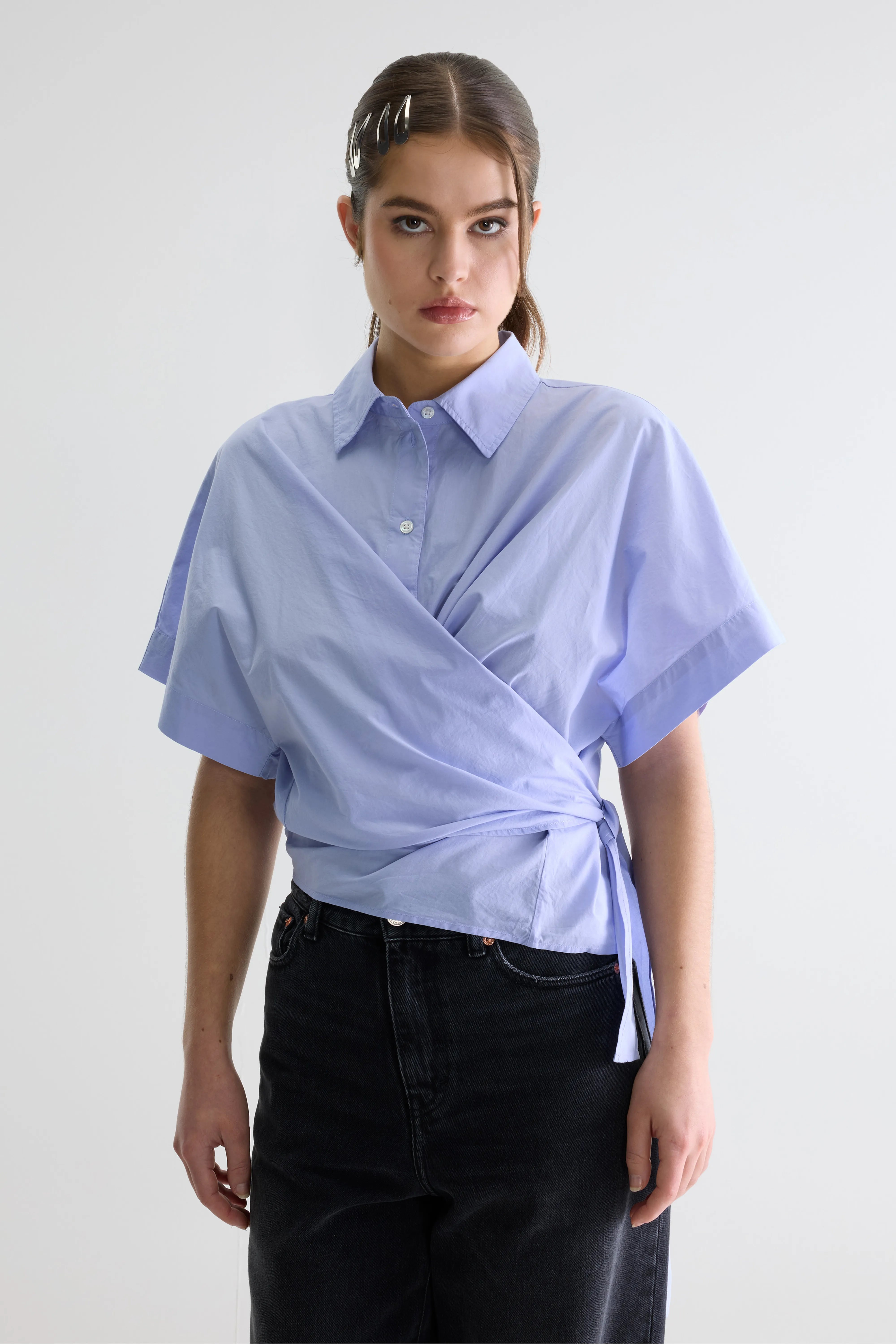 Coral Blouse Met Strik - Lavender Voor Dames | Bellerose