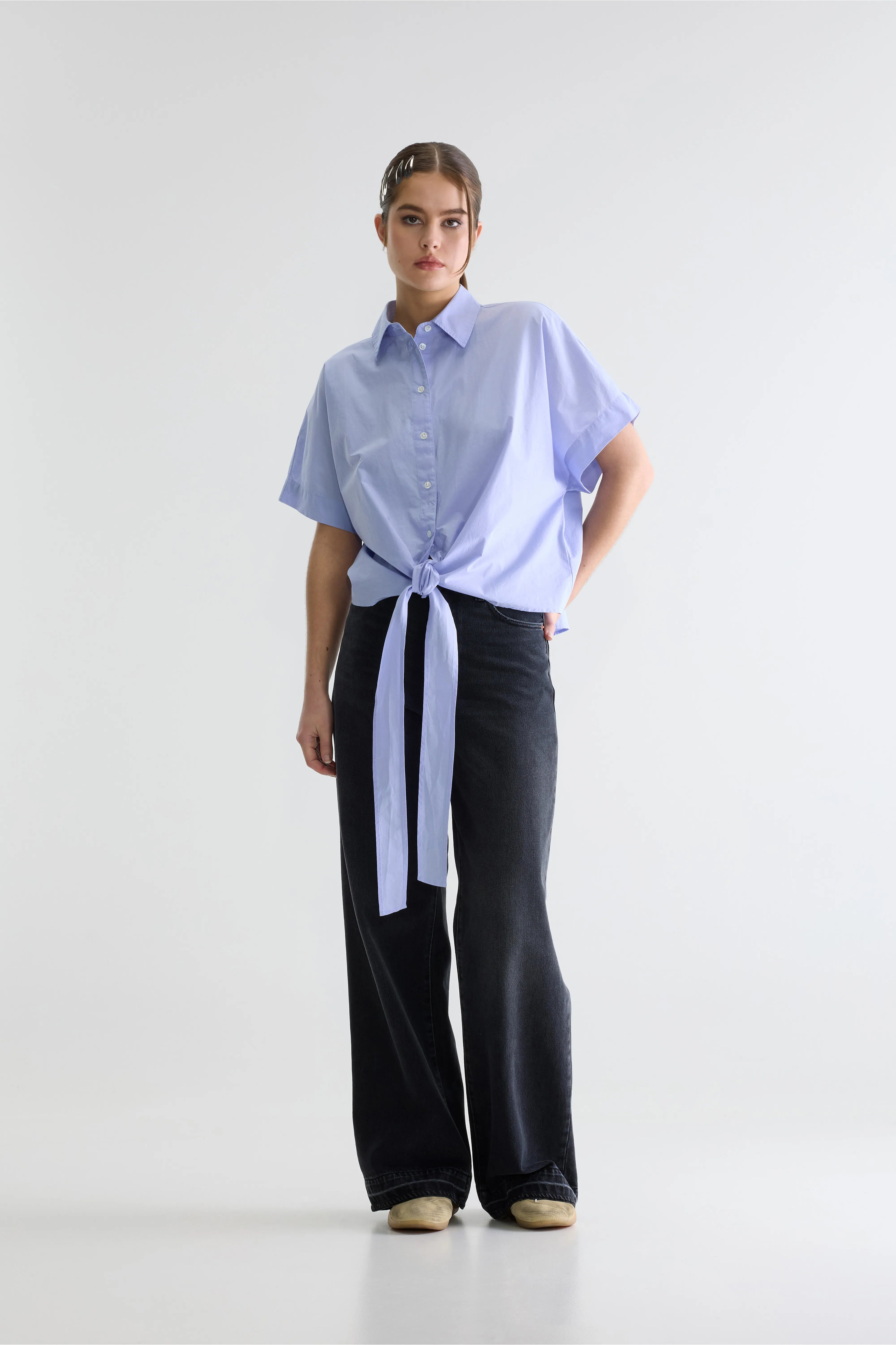 Coral Blouse Met Strik - Lavender Voor Dames | Bellerose