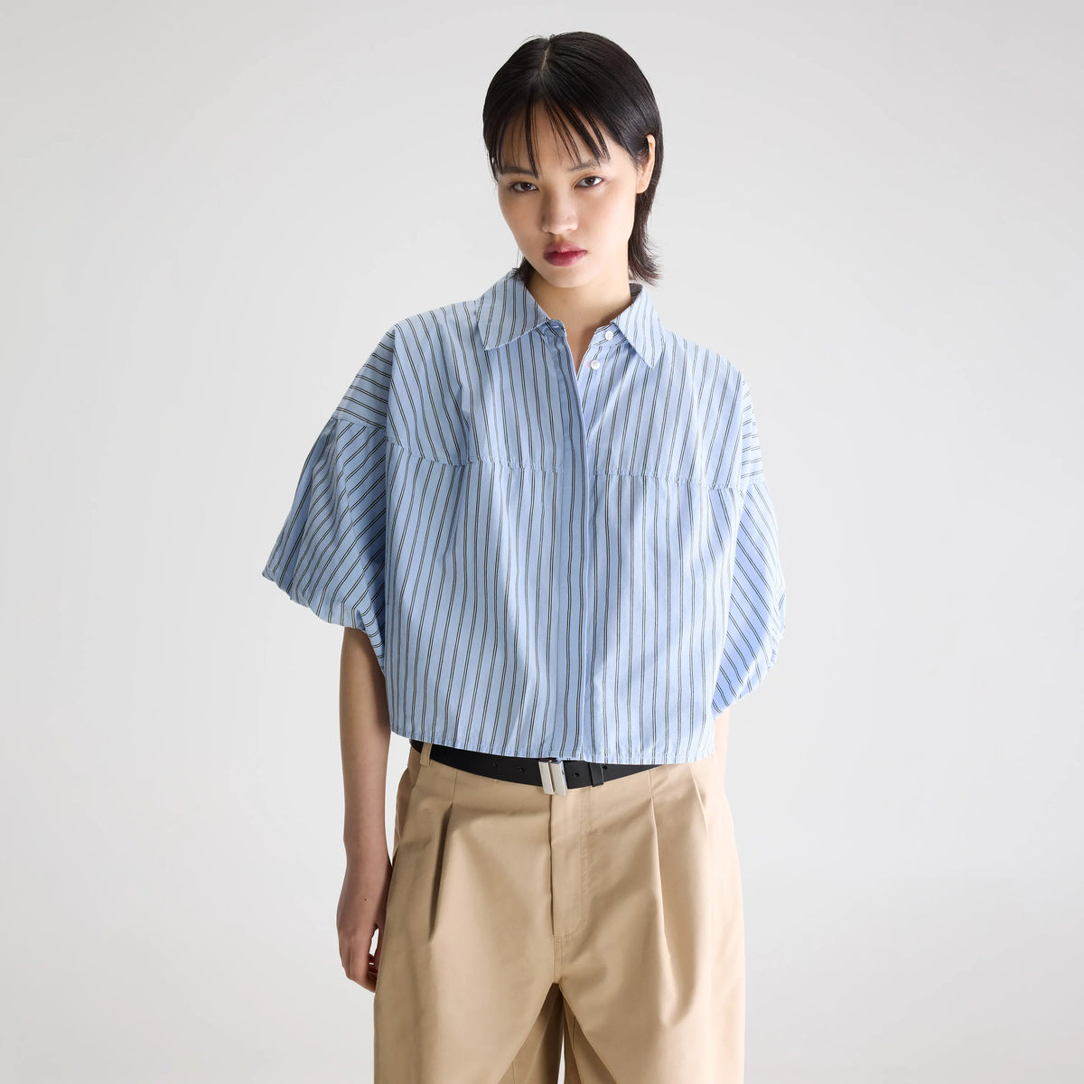 Striped balloon-sleeve shirt for women | Bellerose