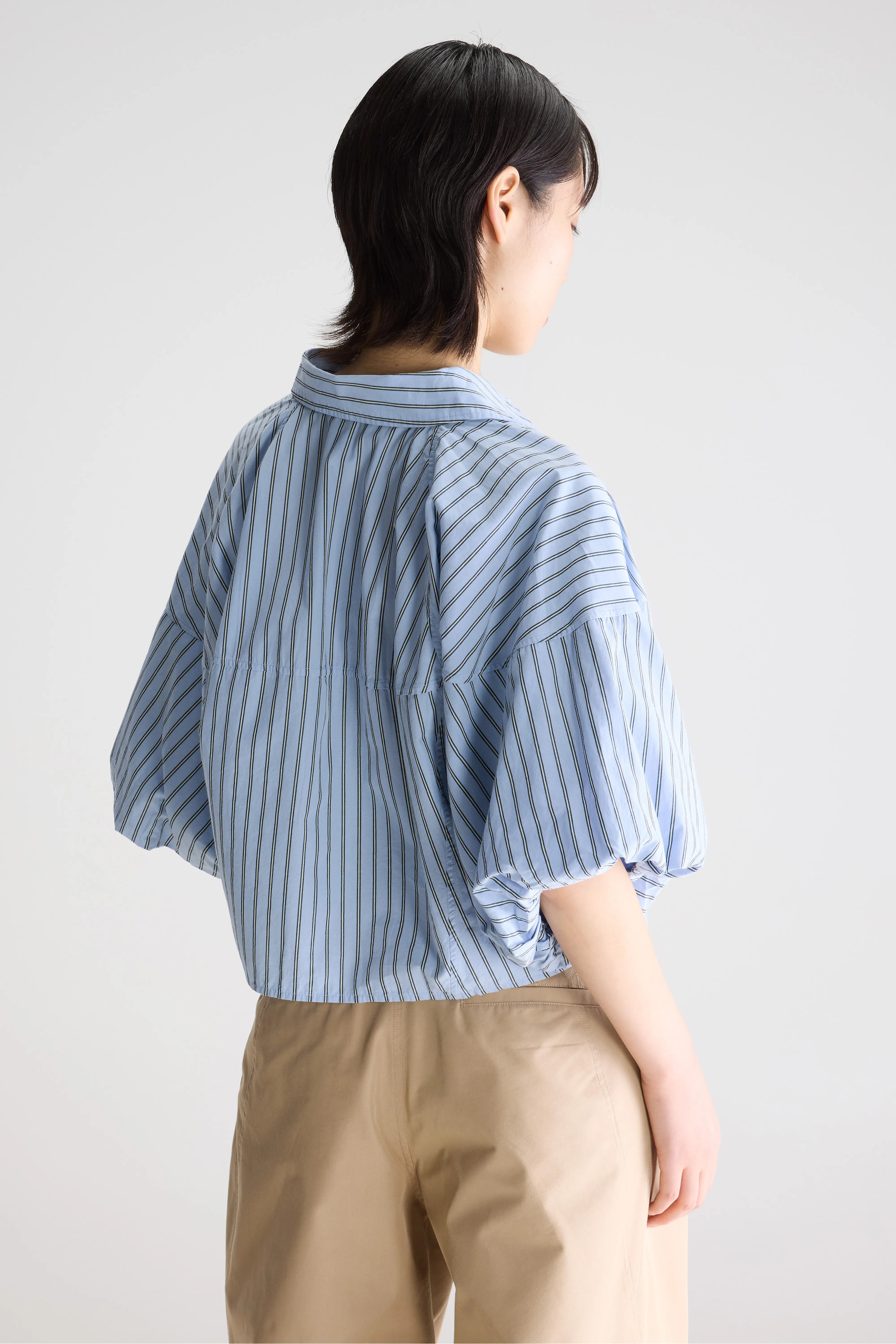 Cassy Balloon Shirt - Blue shirt / Off black / Vintage white For Women | Bellerose