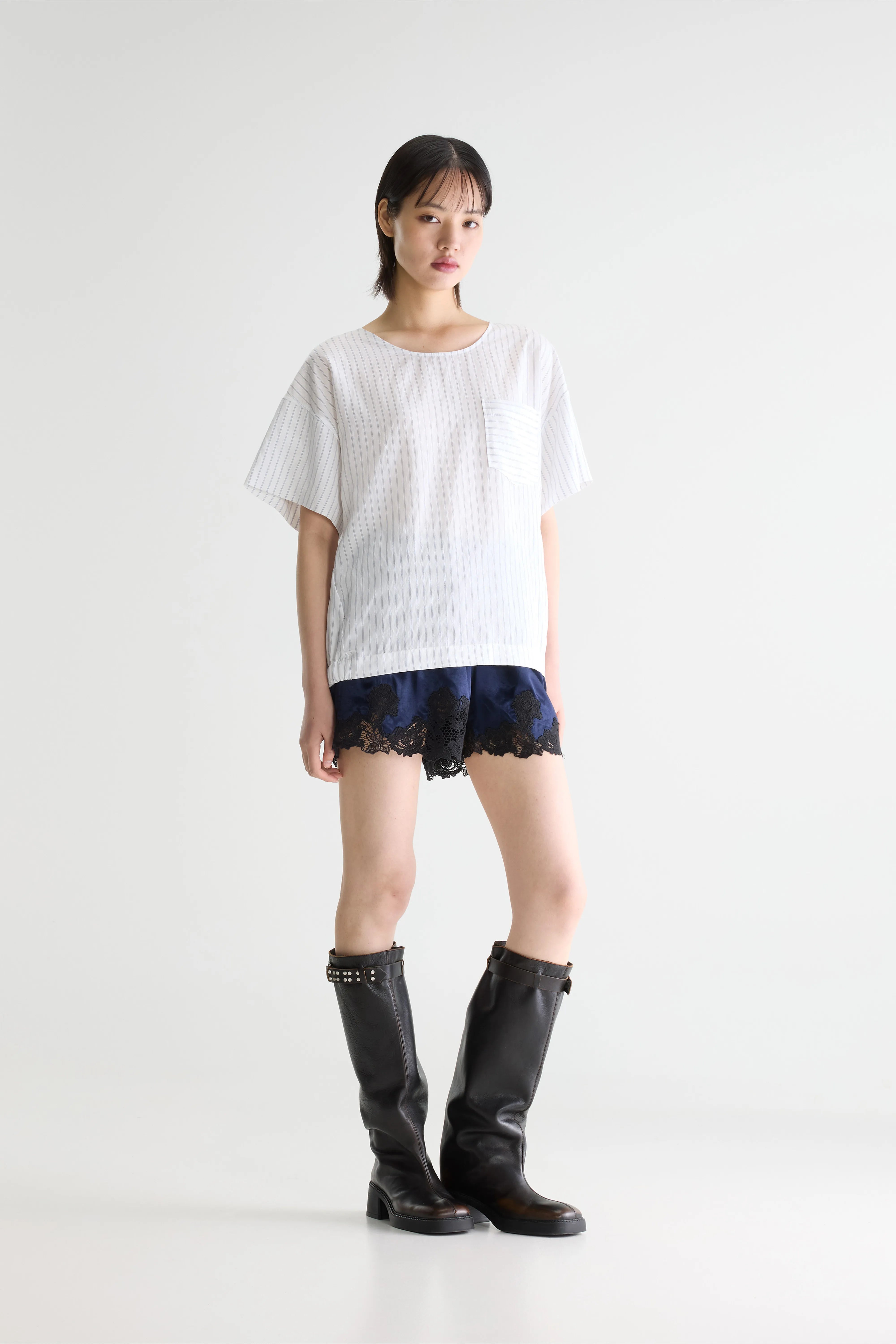 Blouse À Manches Courtes Soleil - Vintage white / Worker Pour Femme | Bellerose