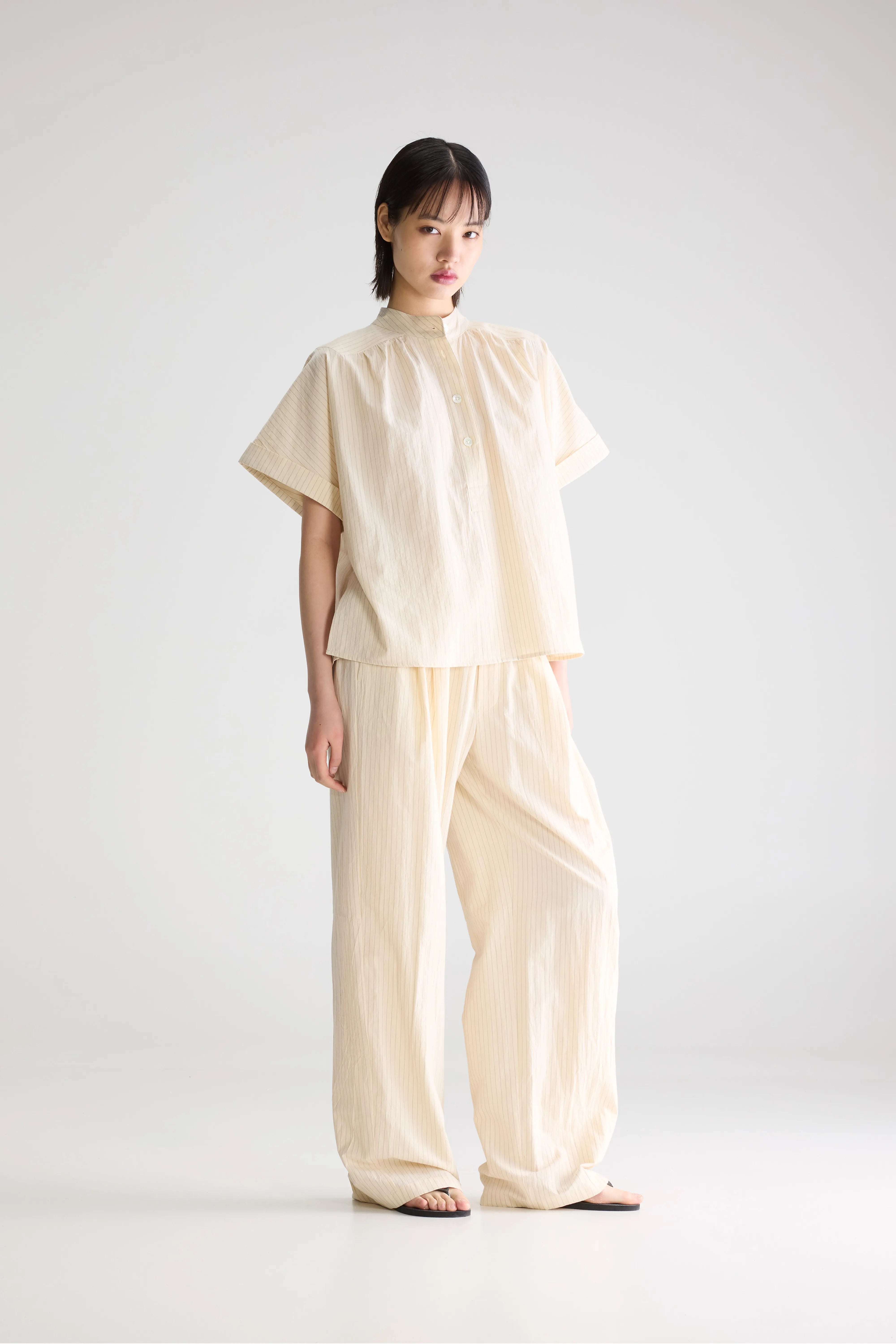 Blouse À Manches Courtes Pear - Cream / Storm Pour Femme | Bellerose