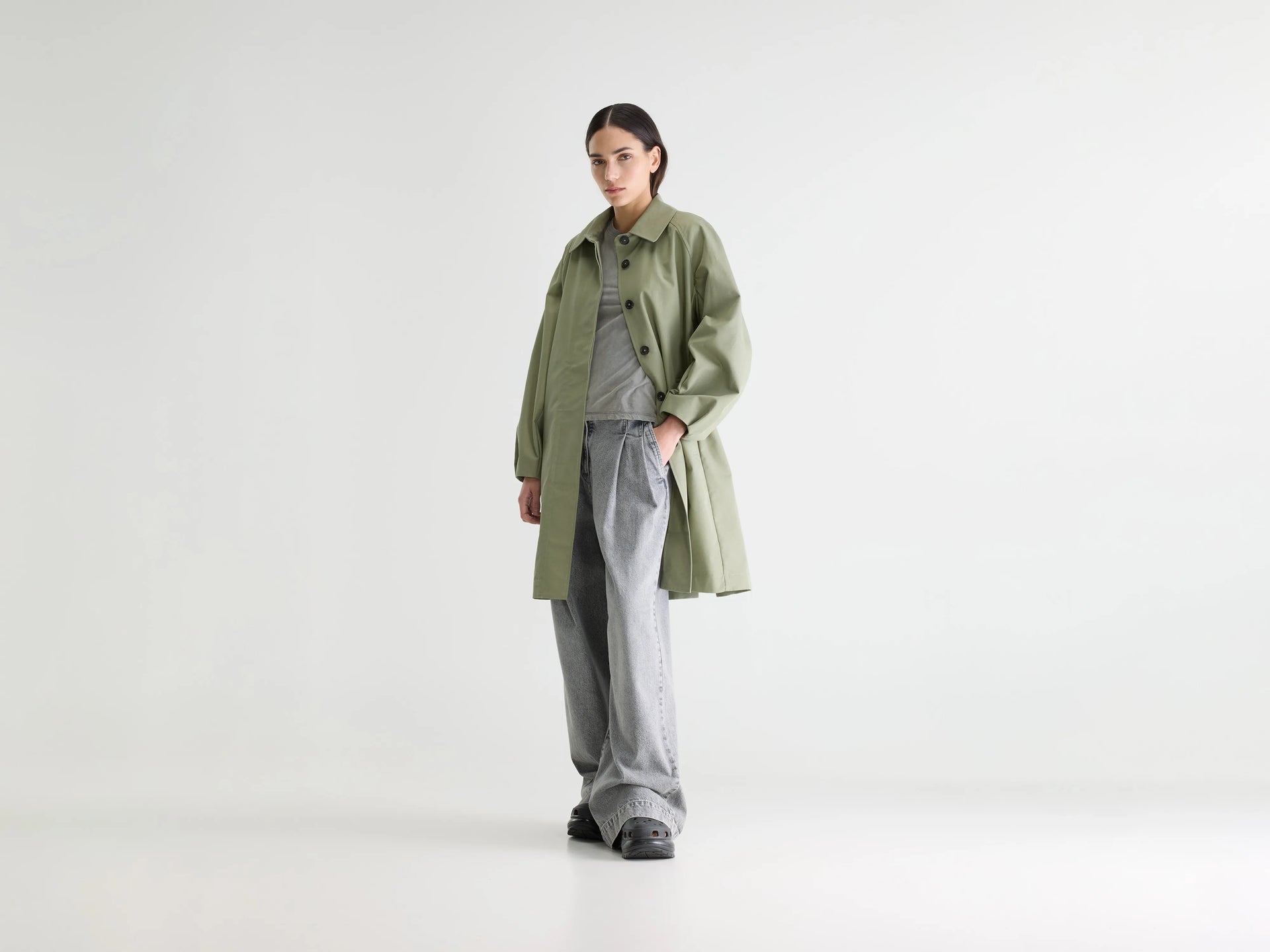 ベルセレージュ Women's green raglan sleeves trench coat | Bellerose