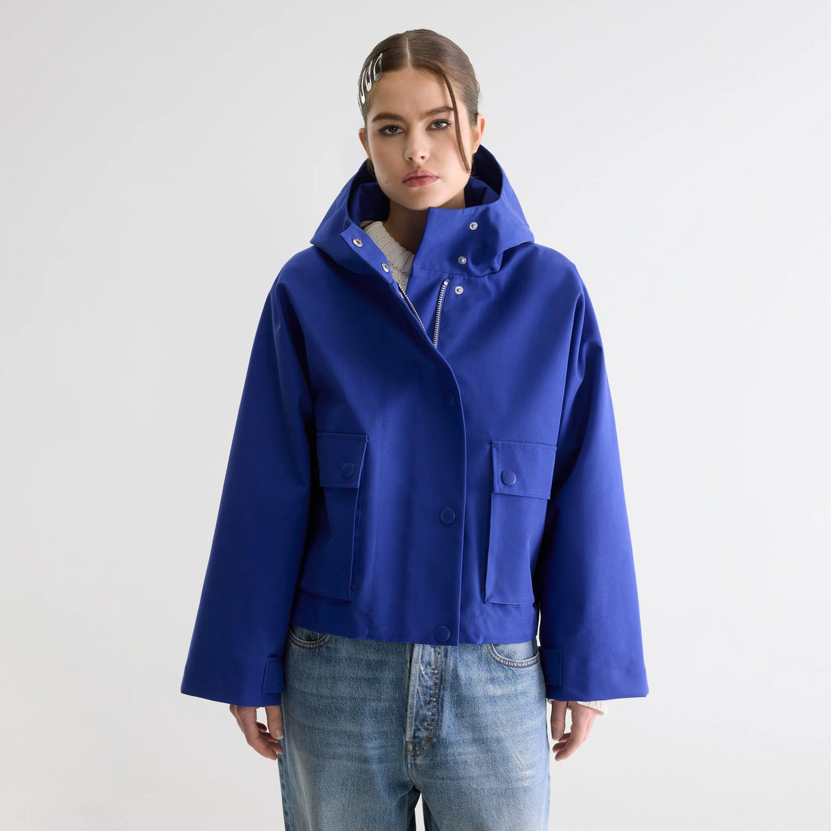 Women's lazuli blue relaxed hooded jacket | Bellerose