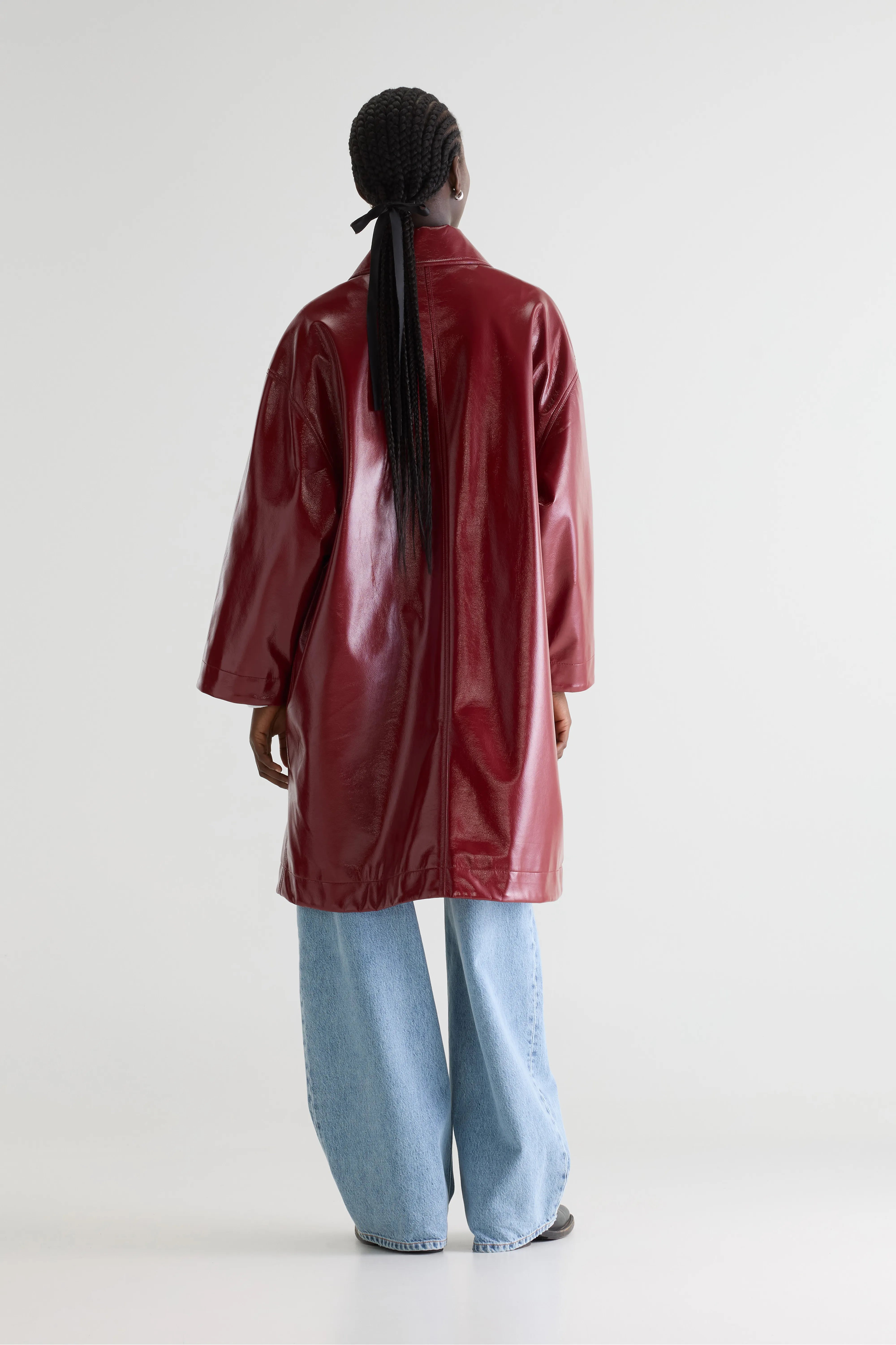 Jana Rode Imitatieleren Mantel - Cerise Voor Dames | Bellerose