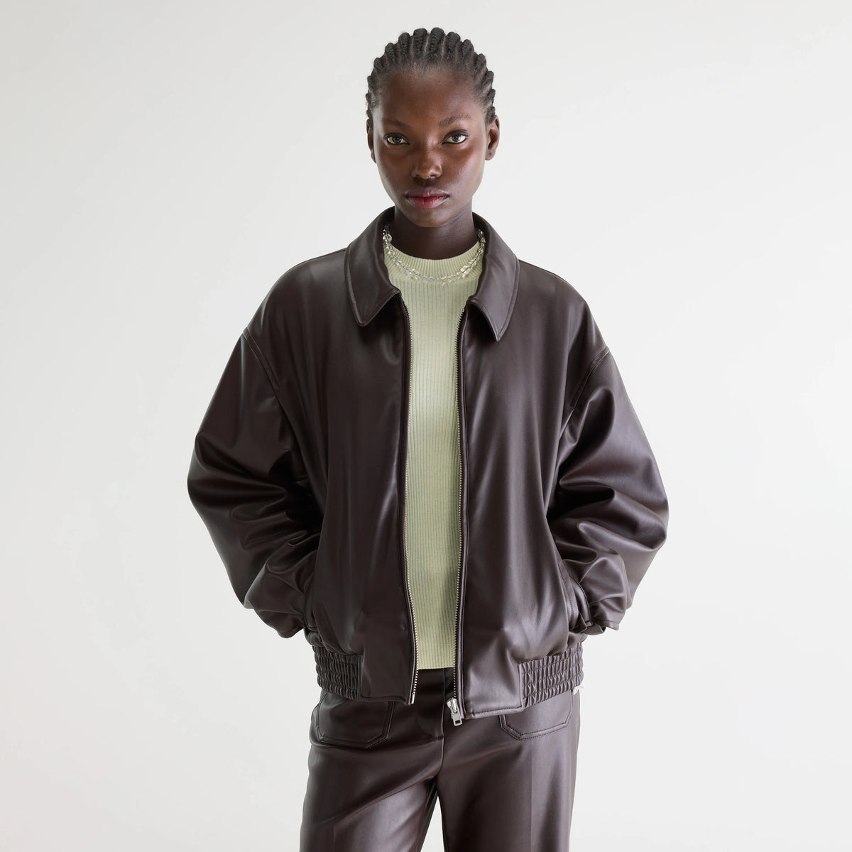 極美品◆RANDEBOO Vegan leather jacket◇ブラック Brown vegan leather jacket for women | Bellerose