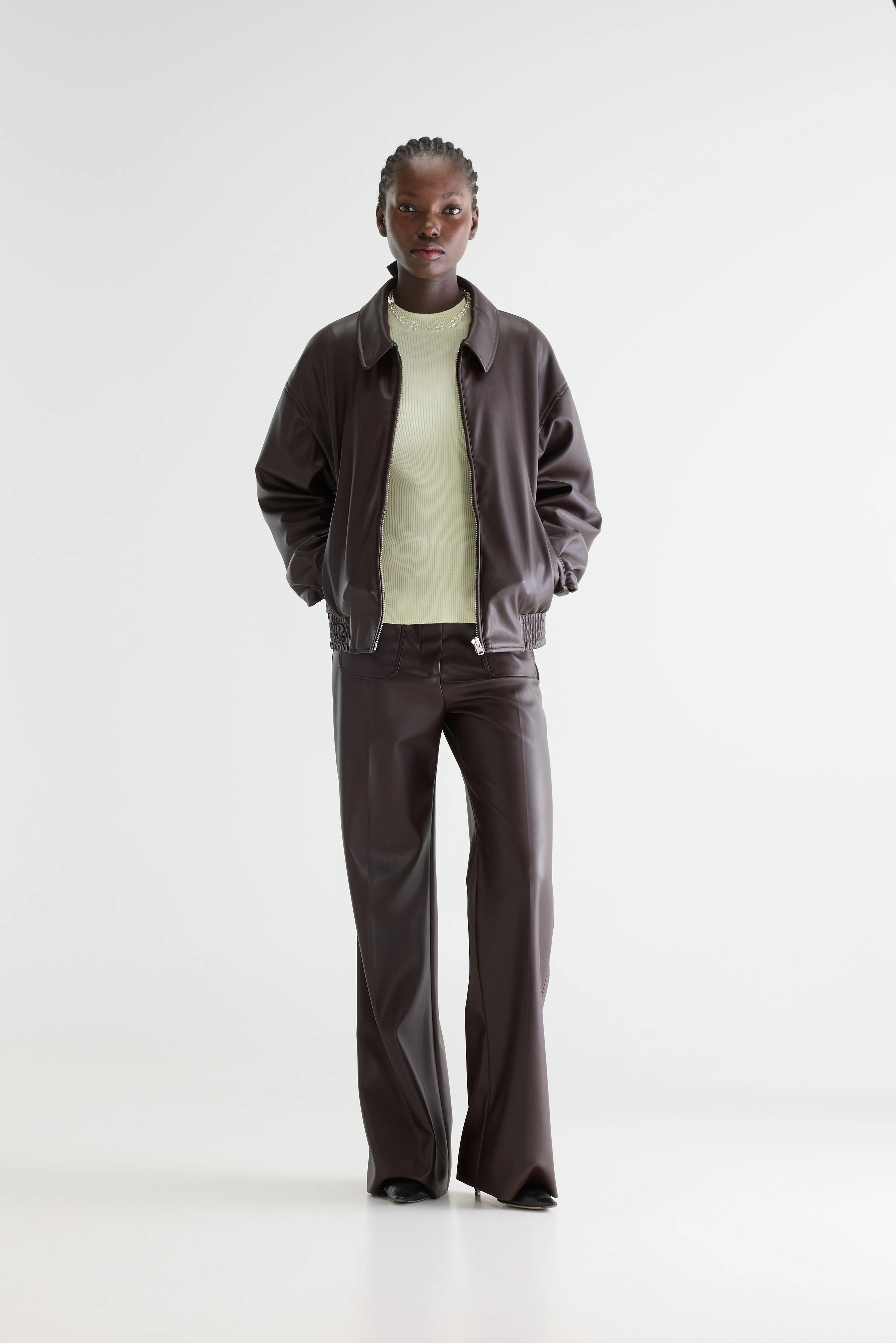 Jenn Imitatieleren Jas - Dark roast Voor Dames | Bellerose