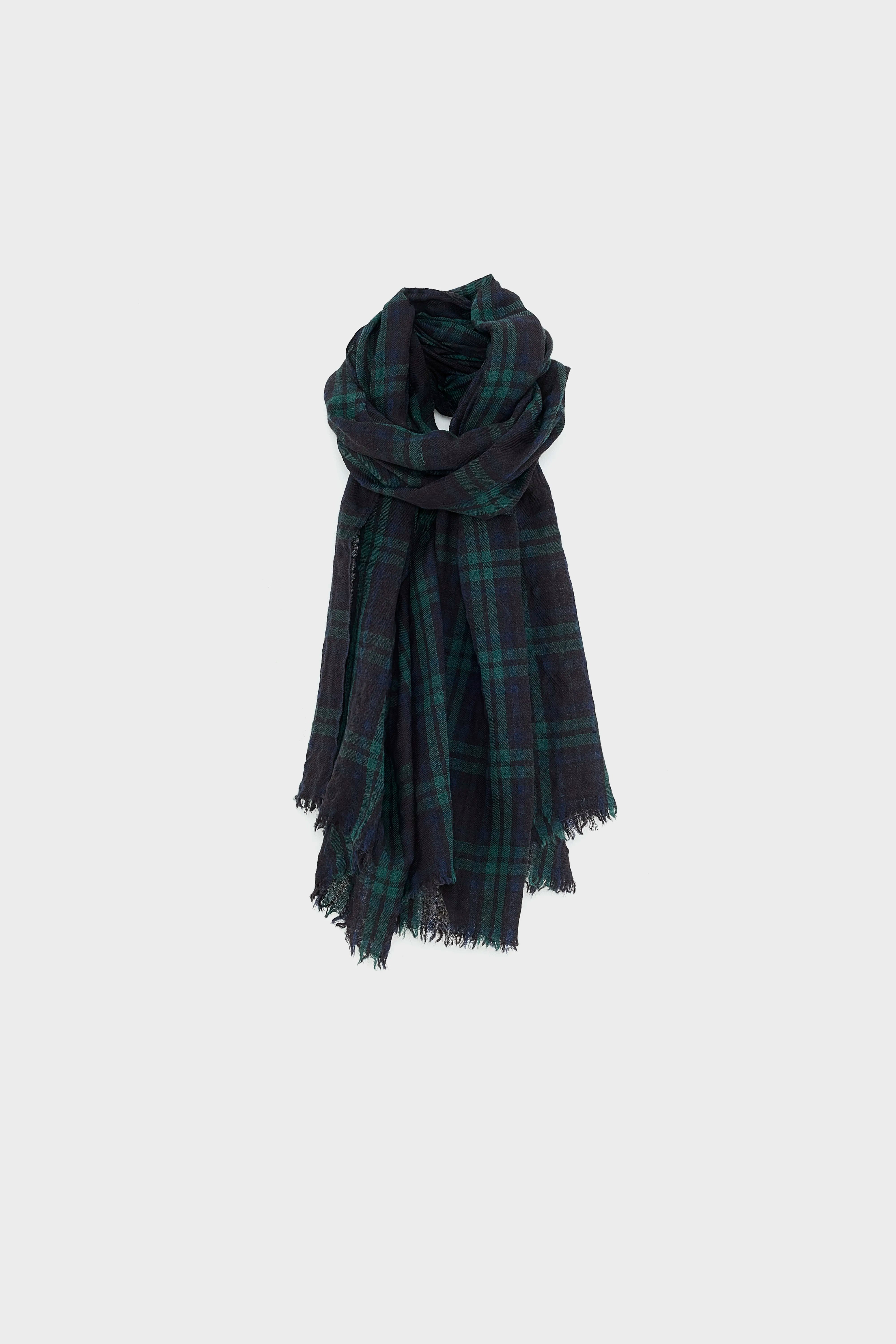 Écharpe À Carreaux Shiki - Bottle / Navy / Worker Pour Femme | Bellerose