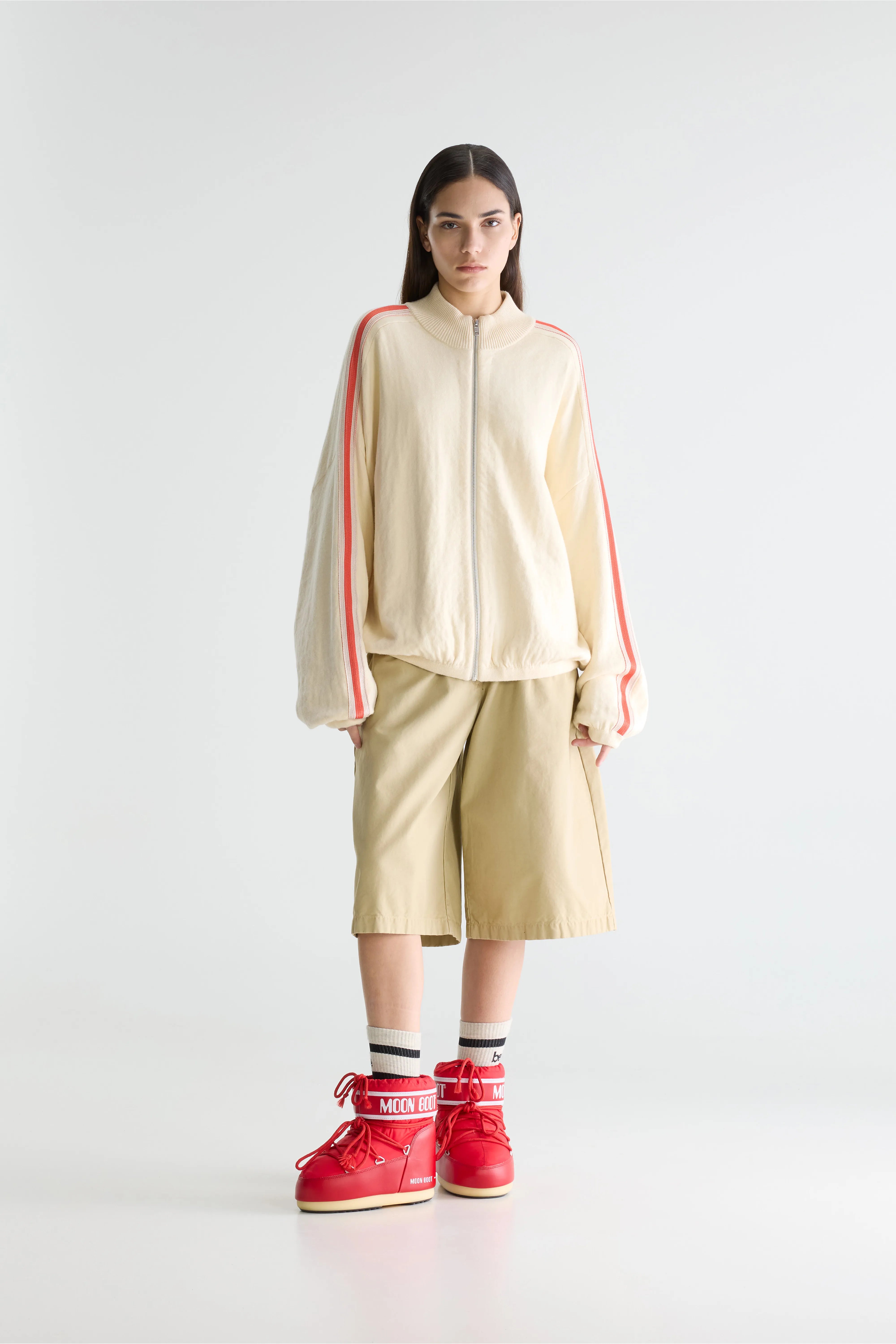 Cardigan Zippé Gerta - Brick / Milky way / Oyster Pour Femme | Bellerose