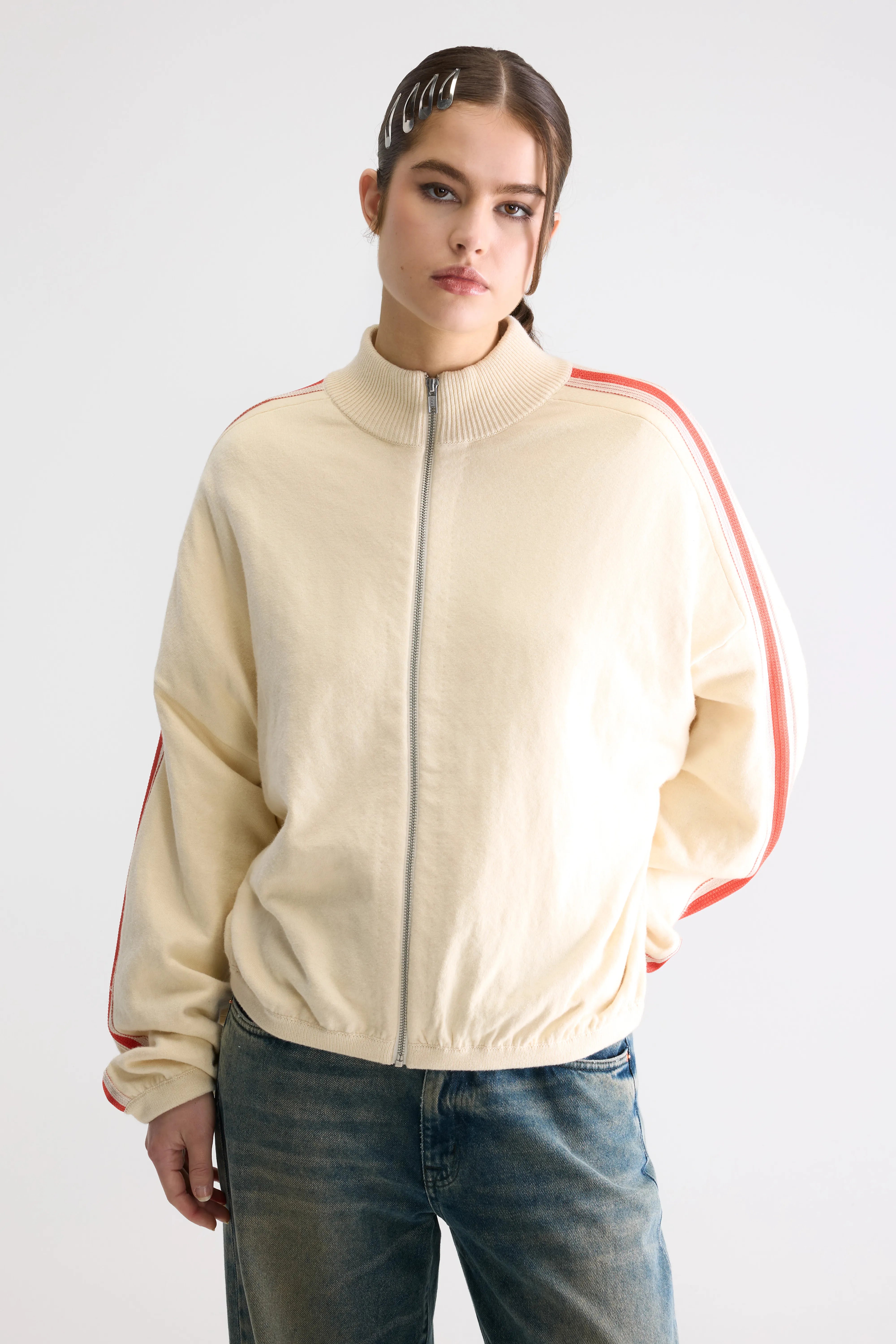 Gerta Cardigan Met Ritssluiting - Brick / Milky way / Oyster Voor Dames | Bellerose
