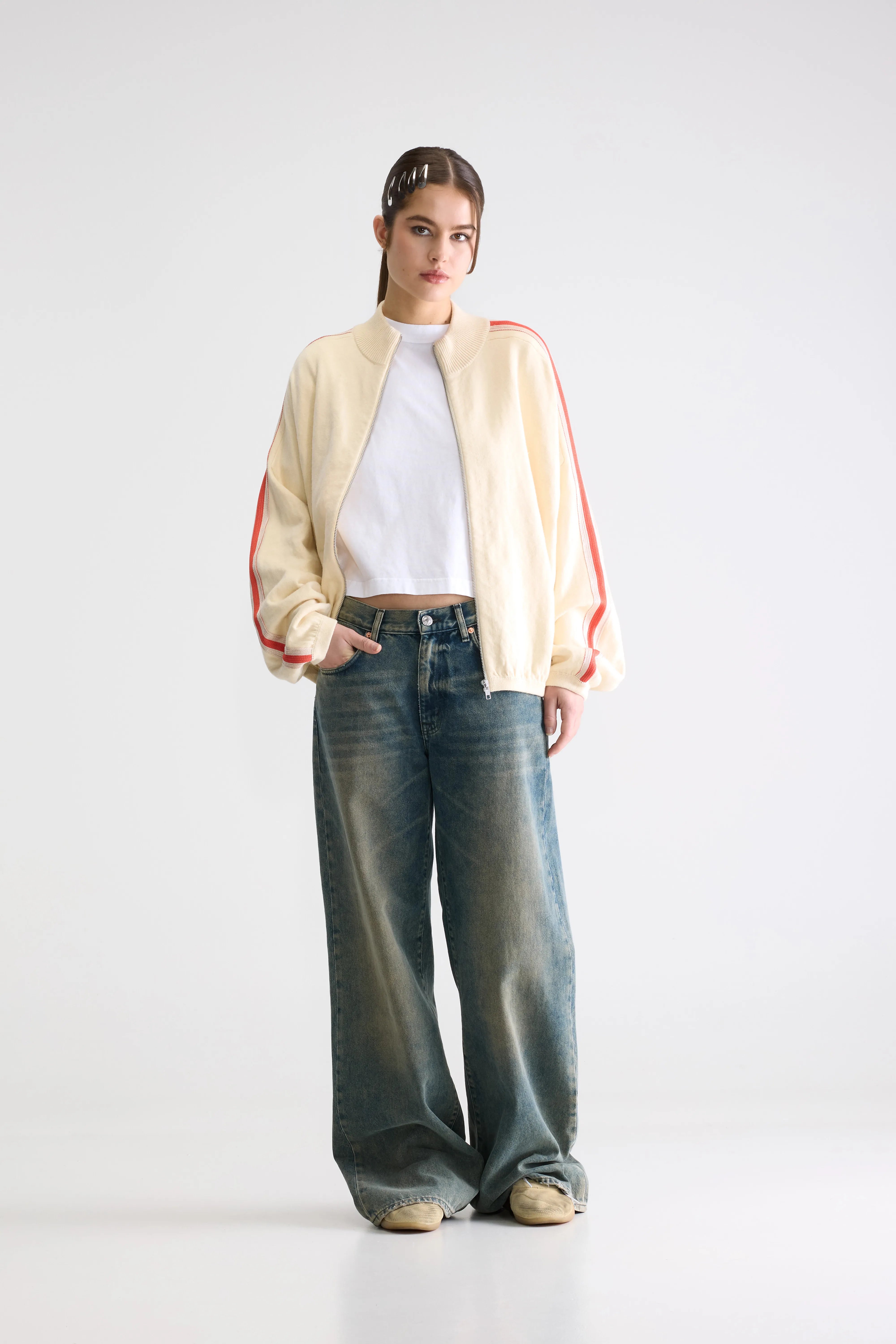 Cardigan Zippé Gerta - Brick / Milky way / Oyster Pour Femme | Bellerose