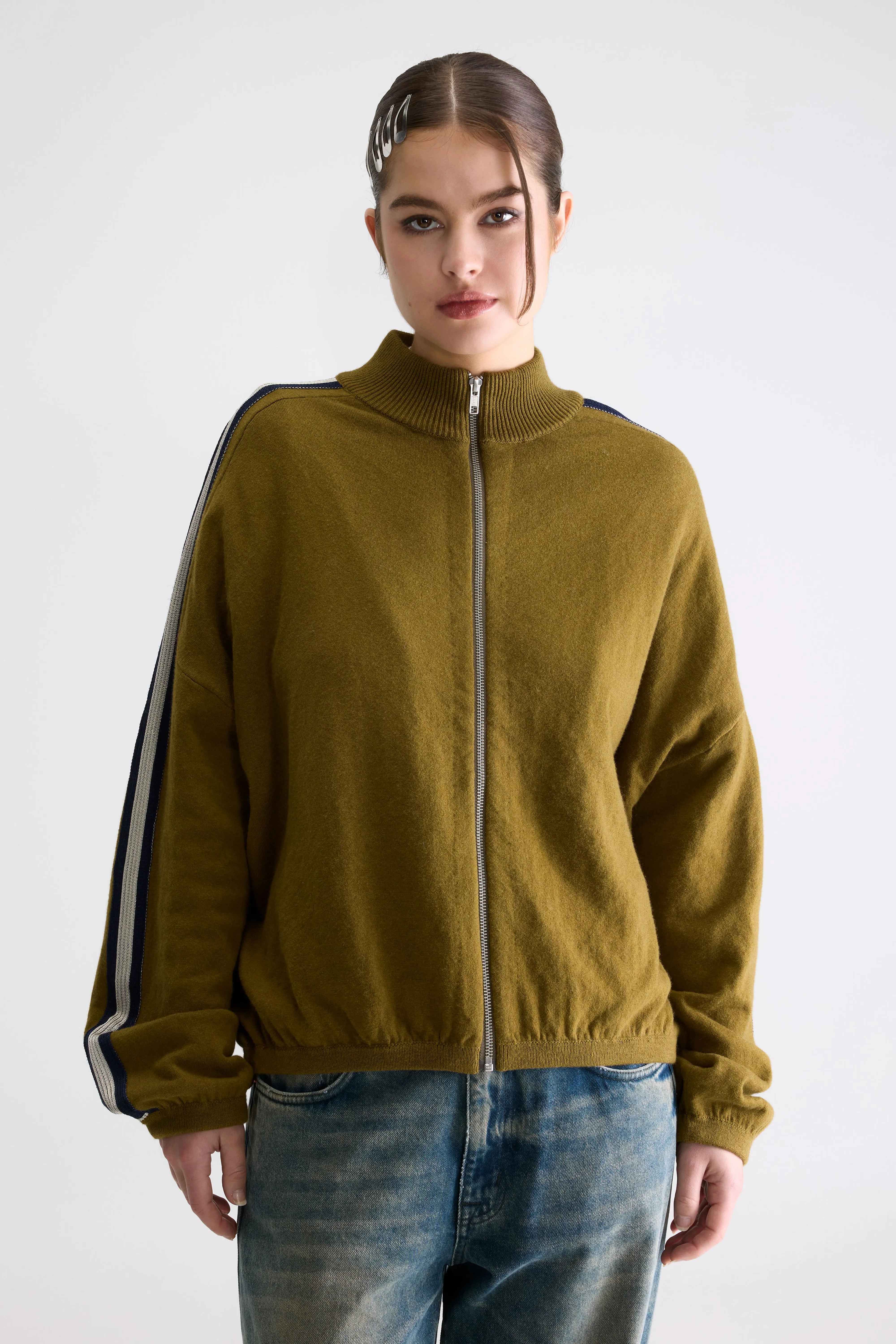 Cardigan Zippé Gerta - Kinako / Vetiver / Worker Pour Femme | Bellerose