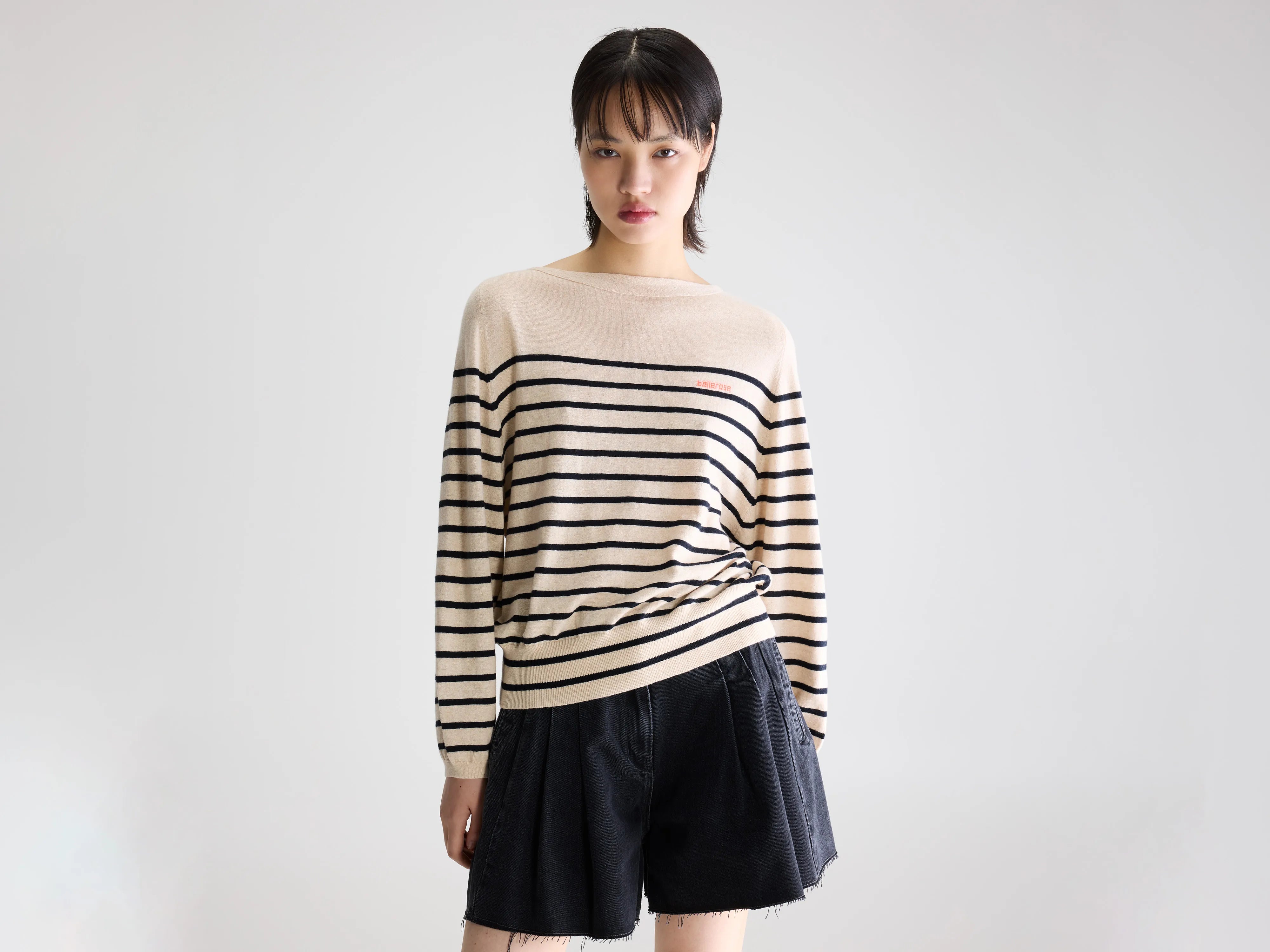 Geros Relaxed Sweater - Meteora / Navy / Oatmeal For Women | Bellerose