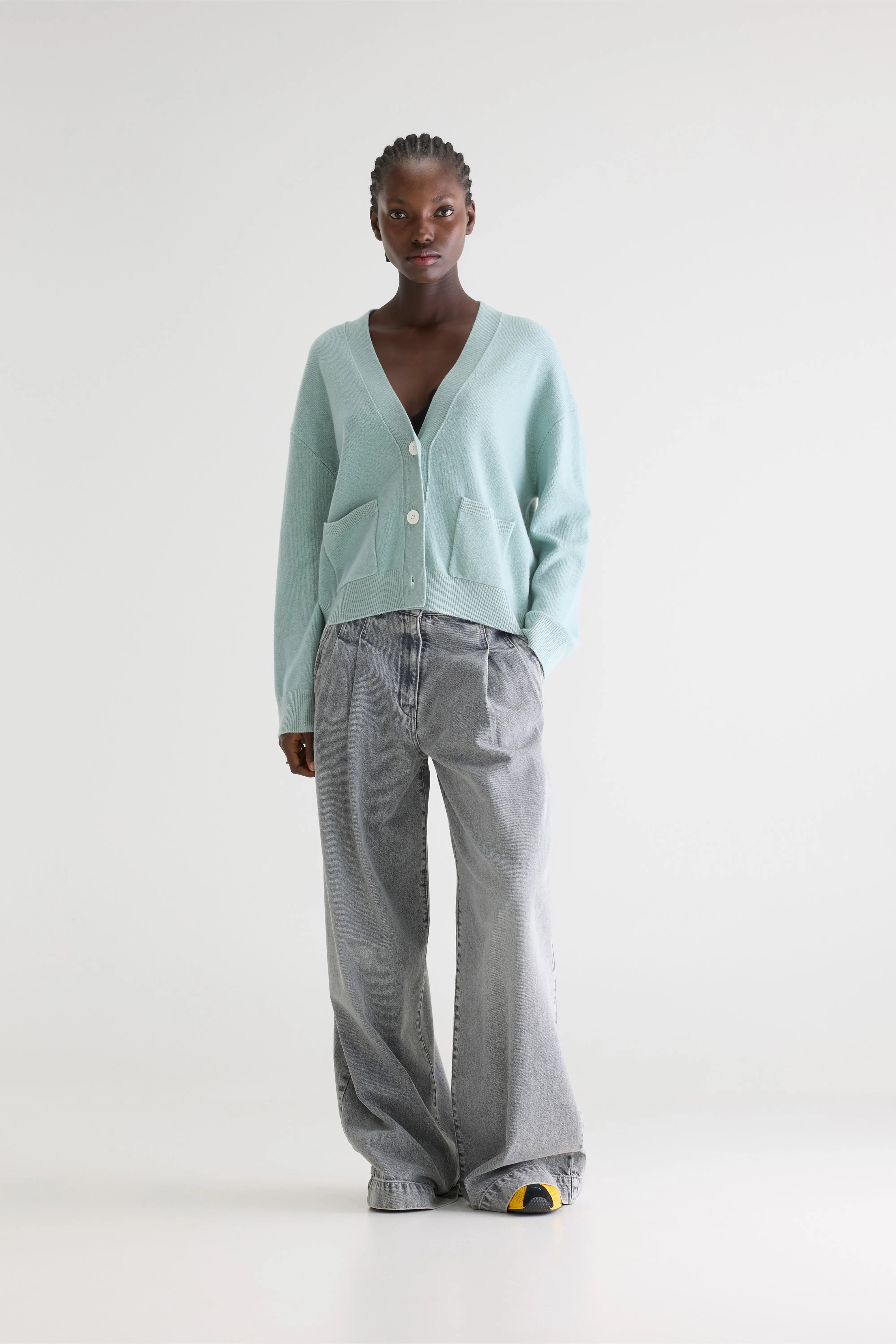 Gakkin Boxy Cardigan - Jadeite / Oyster For Women | Bellerose