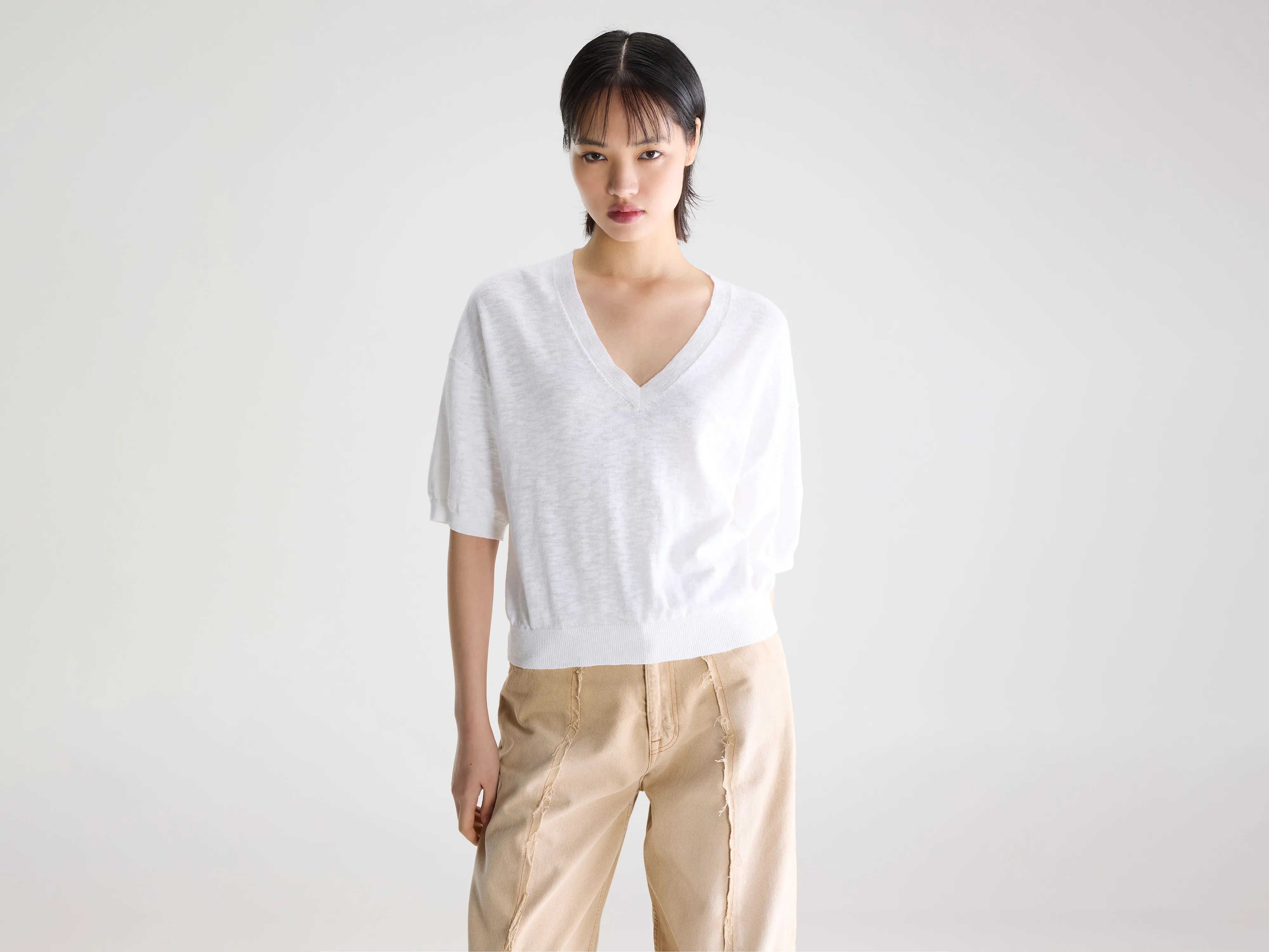 Dadif trui met v-hals (261 / W / WHITE)