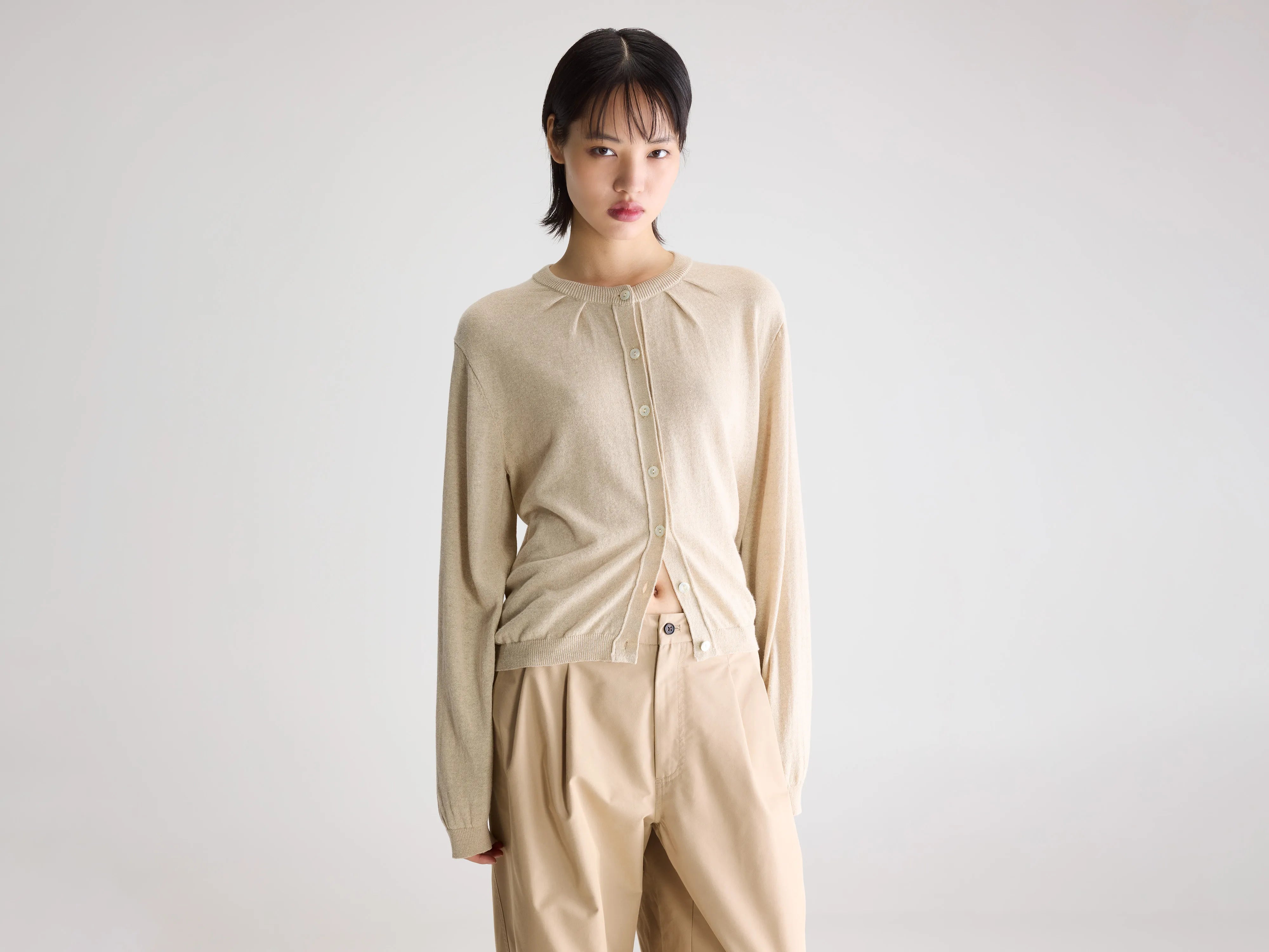 North crewneck cardigan (261 / W / OATMEAL)