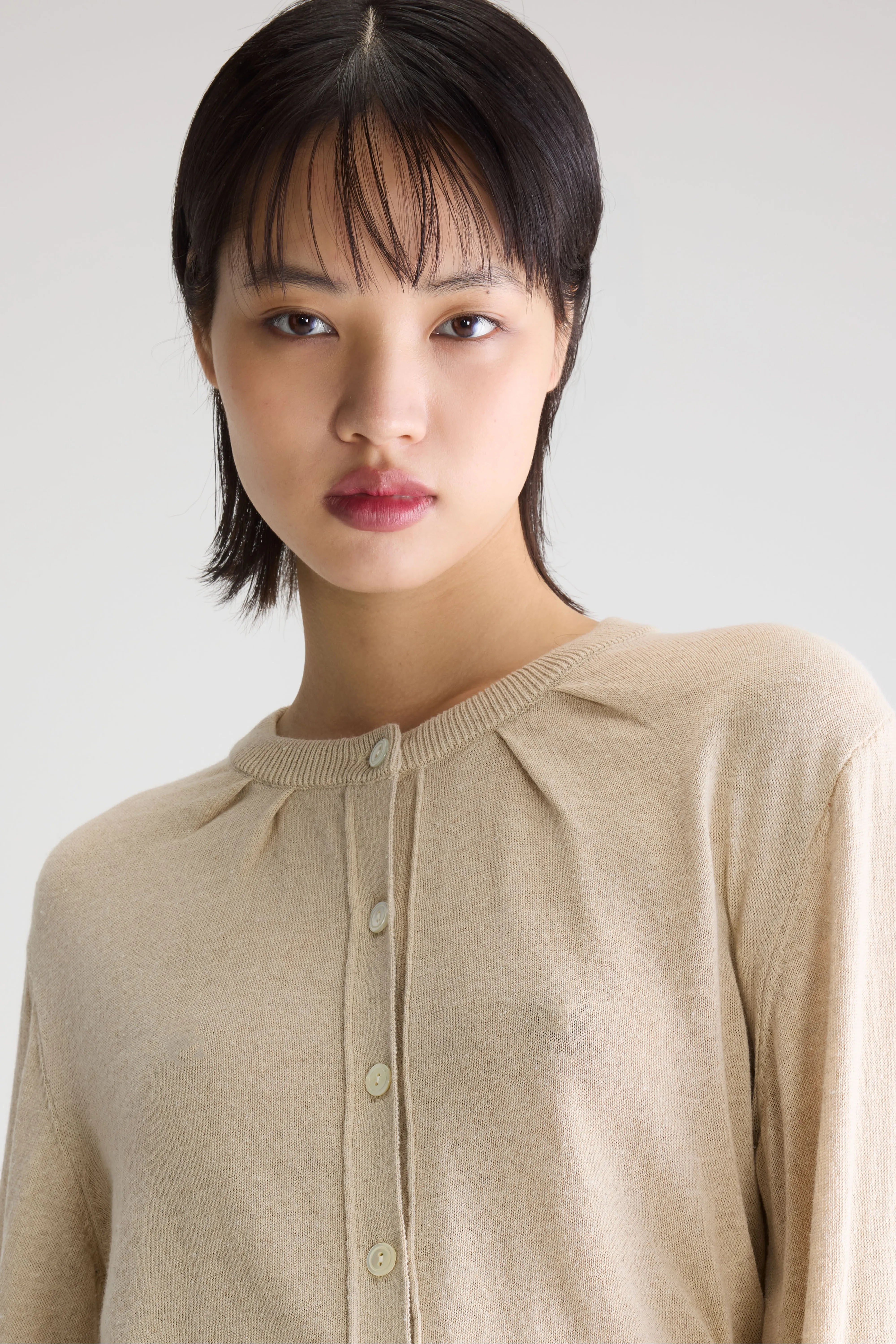 North crewneck cardigan (261 / W / OATMEAL)