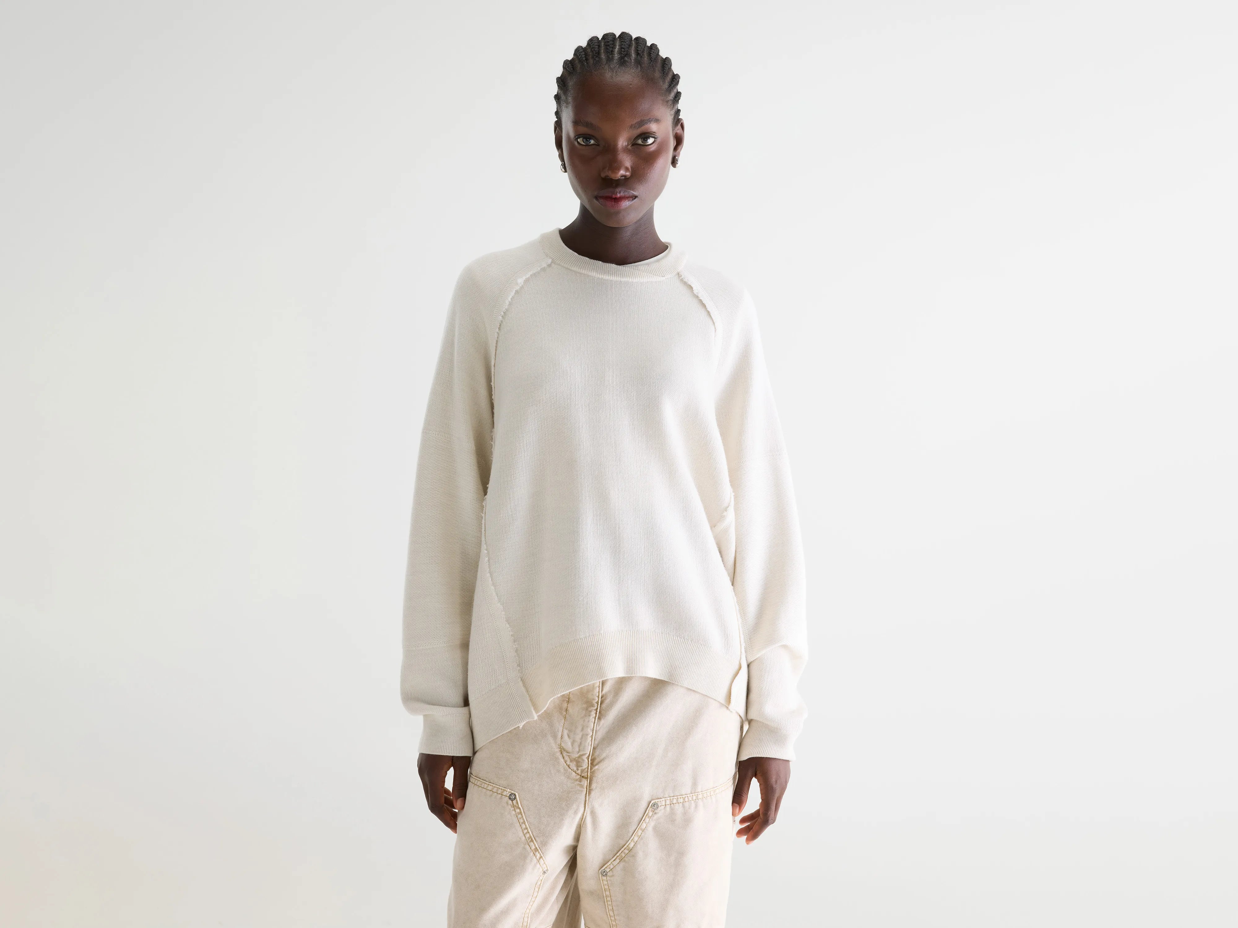 Deno trui met ronde hals (261 / W / OYSTER)