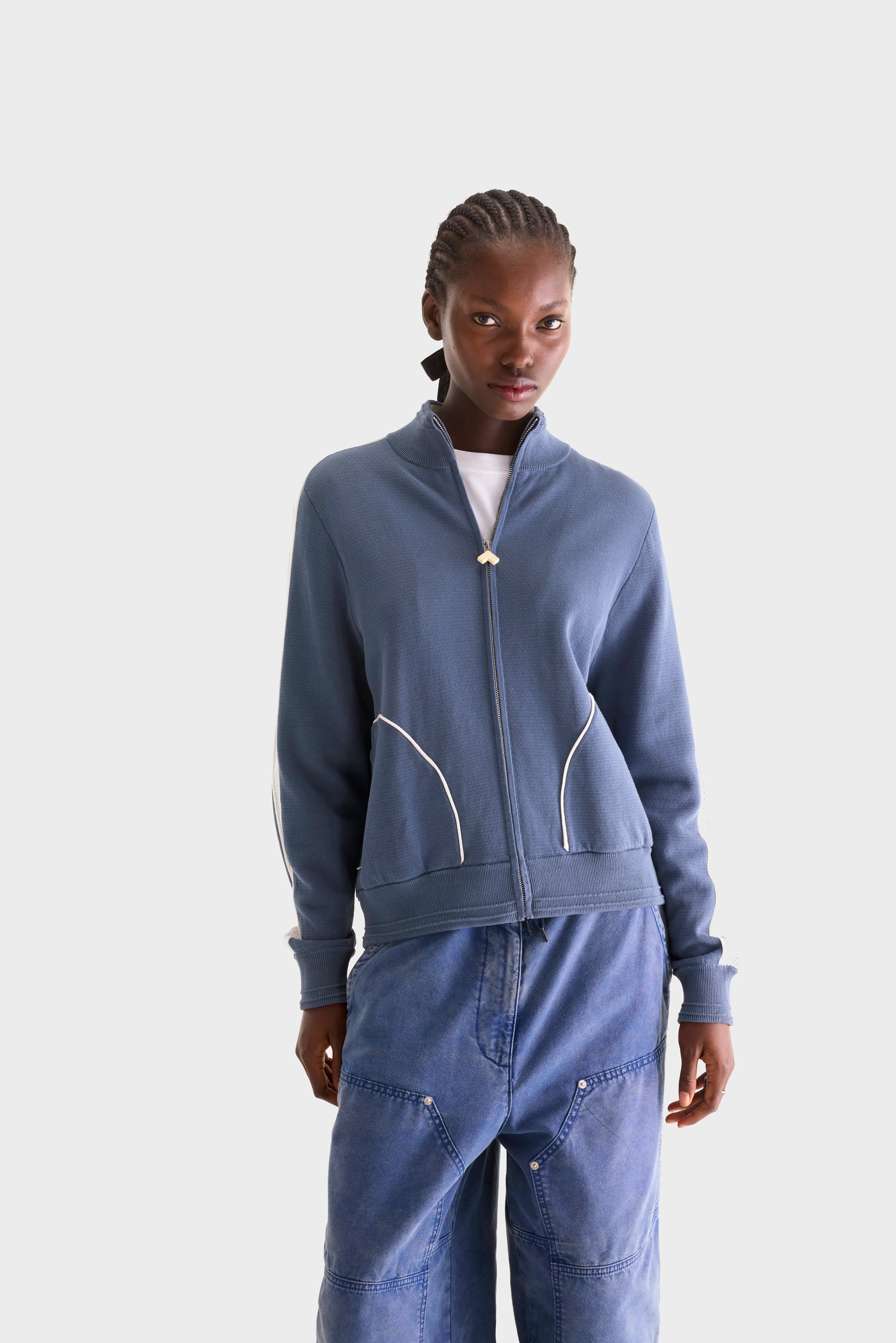 Cardigan Zippé Dasy - Storm / Vintage white Pour Femme | Bellerose