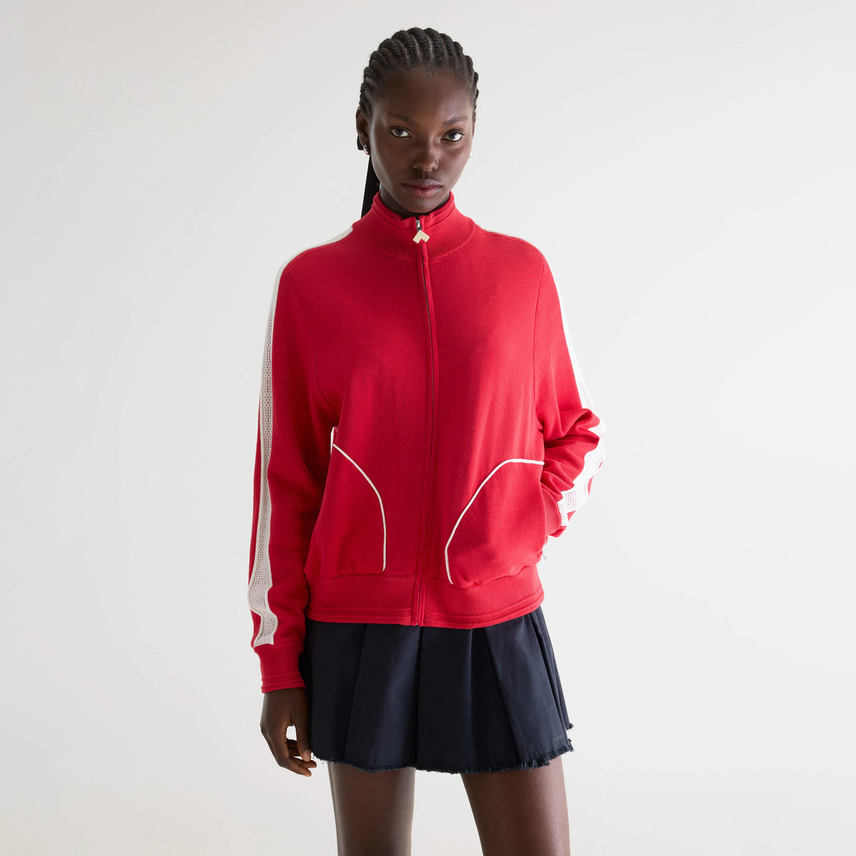 Red zip-up track cardigan for women | Bellerose