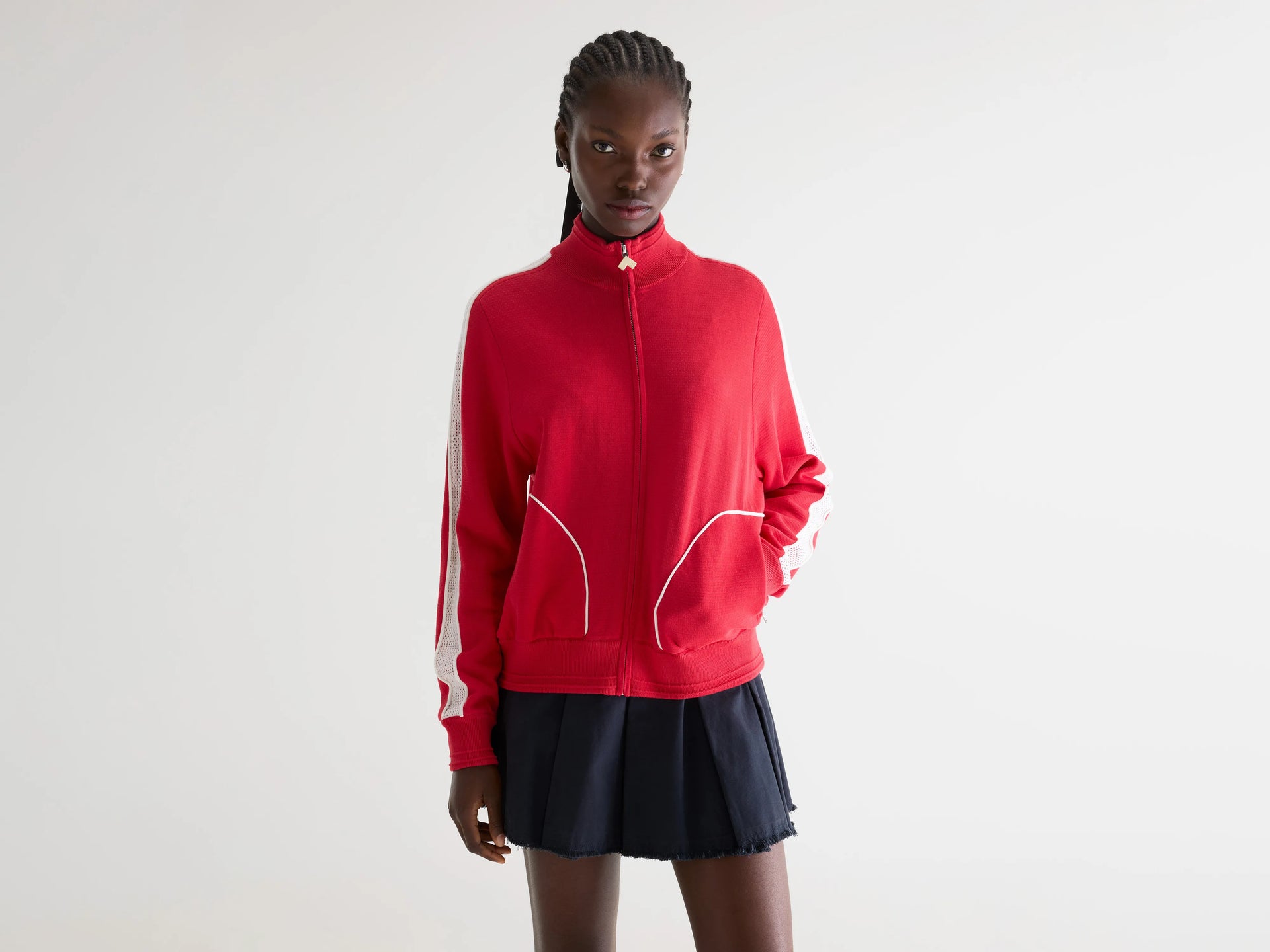 Red zip-up track cardigan for women | Bellerose