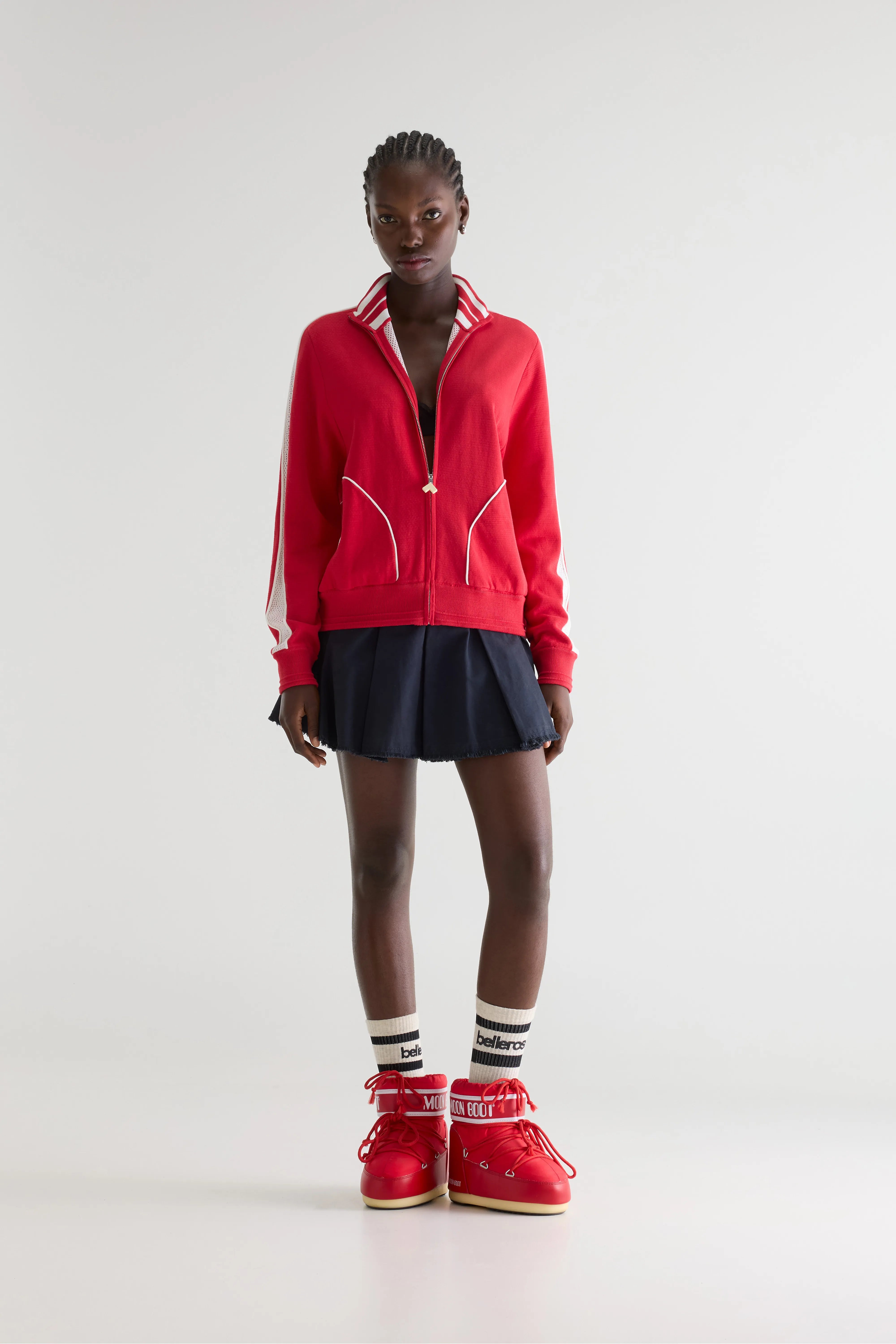 Dasy Zip-up Sweatshirt - Massai red / Vintage white For Women | Bellerose