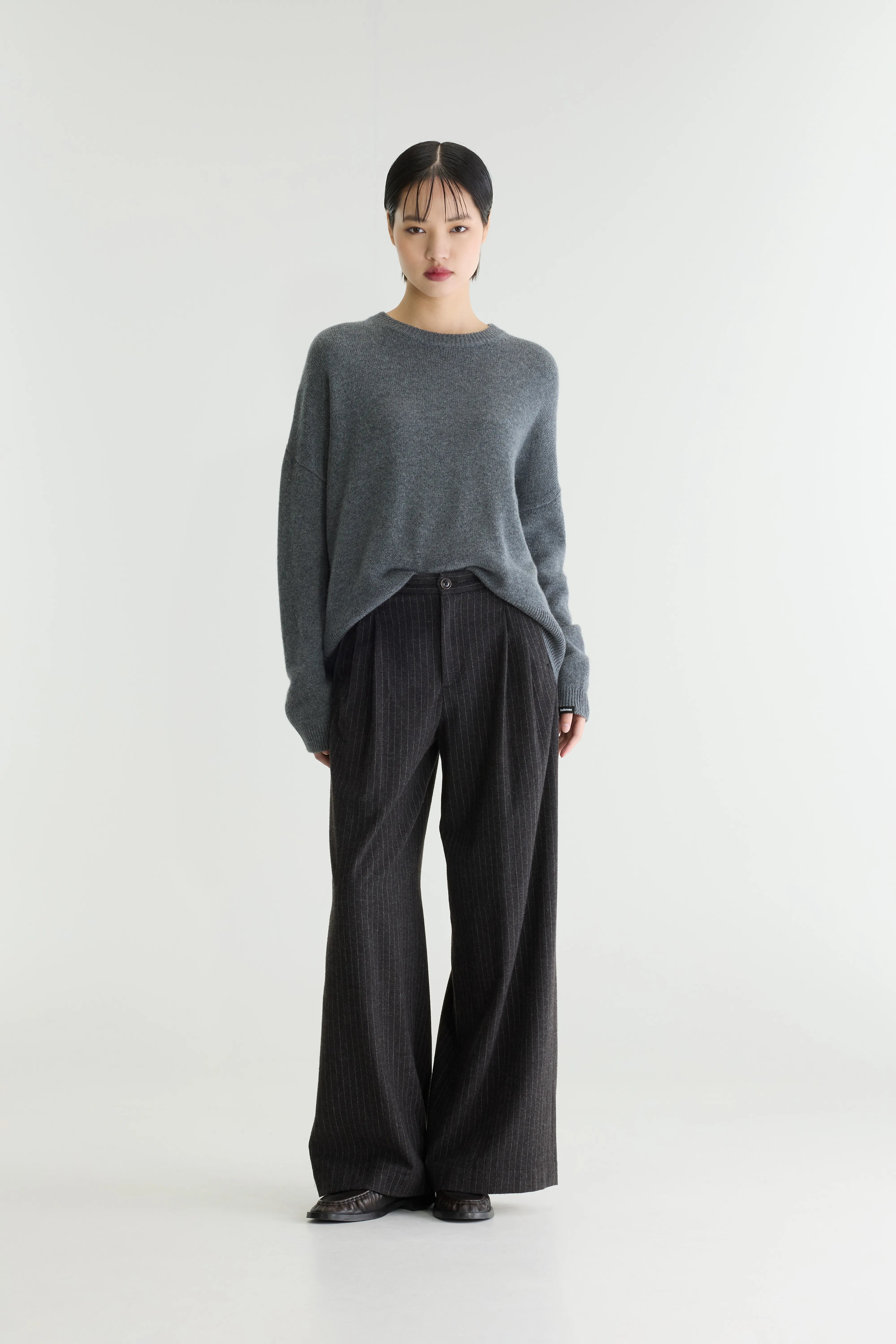 Volkert Wijde Broek Met Krijtstreep - Anthracite / Sable Voor Dames | Bellerose