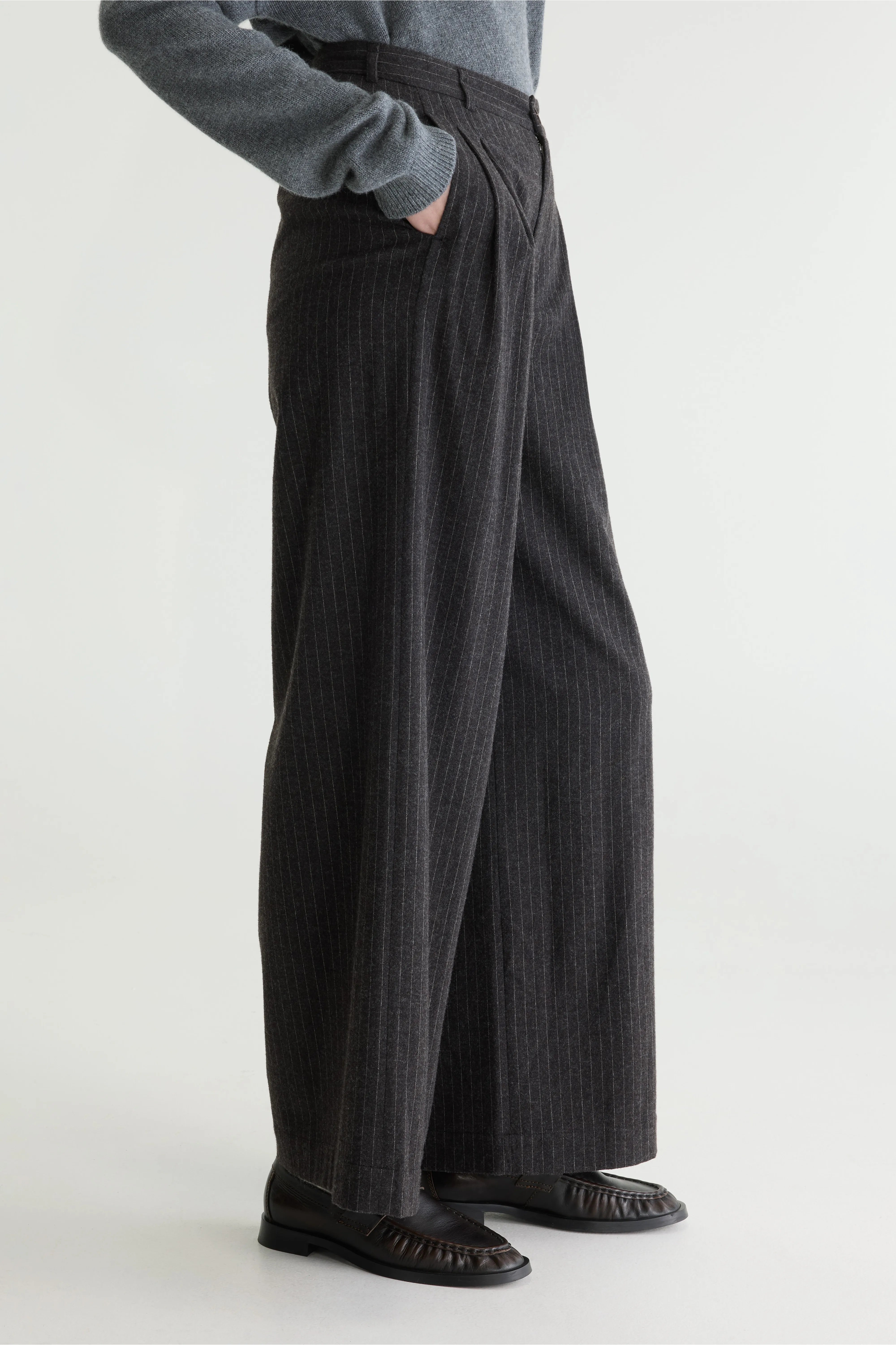 Volkert Wijde Broek Met Krijtstreep - Anthracite / Sable Voor Dames | Bellerose