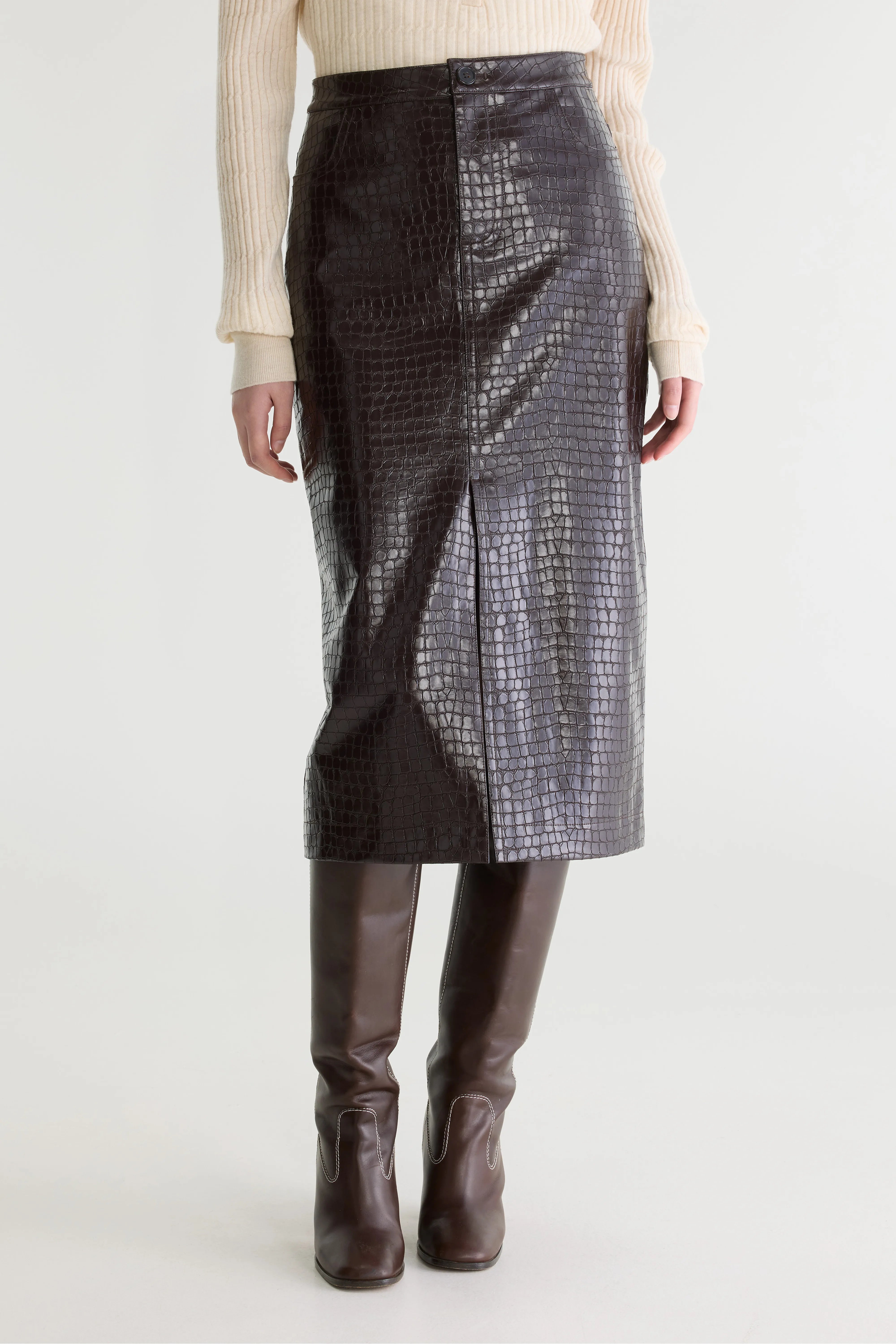 Jupe Midi Halina - Dark roast Pour Femme | Bellerose