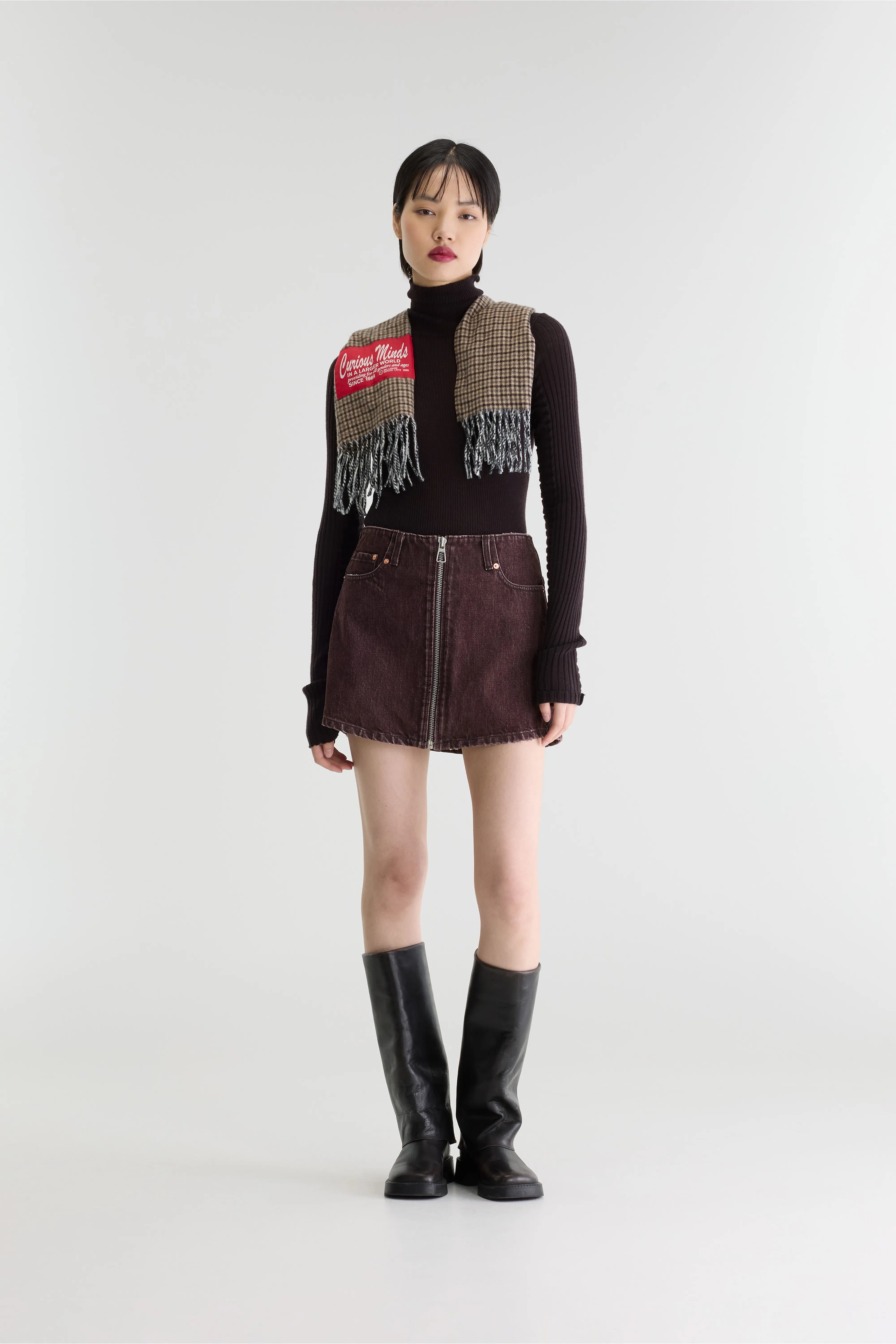 Pulla Mini Denim Skirt - Burgundy stone For Women | Bellerose