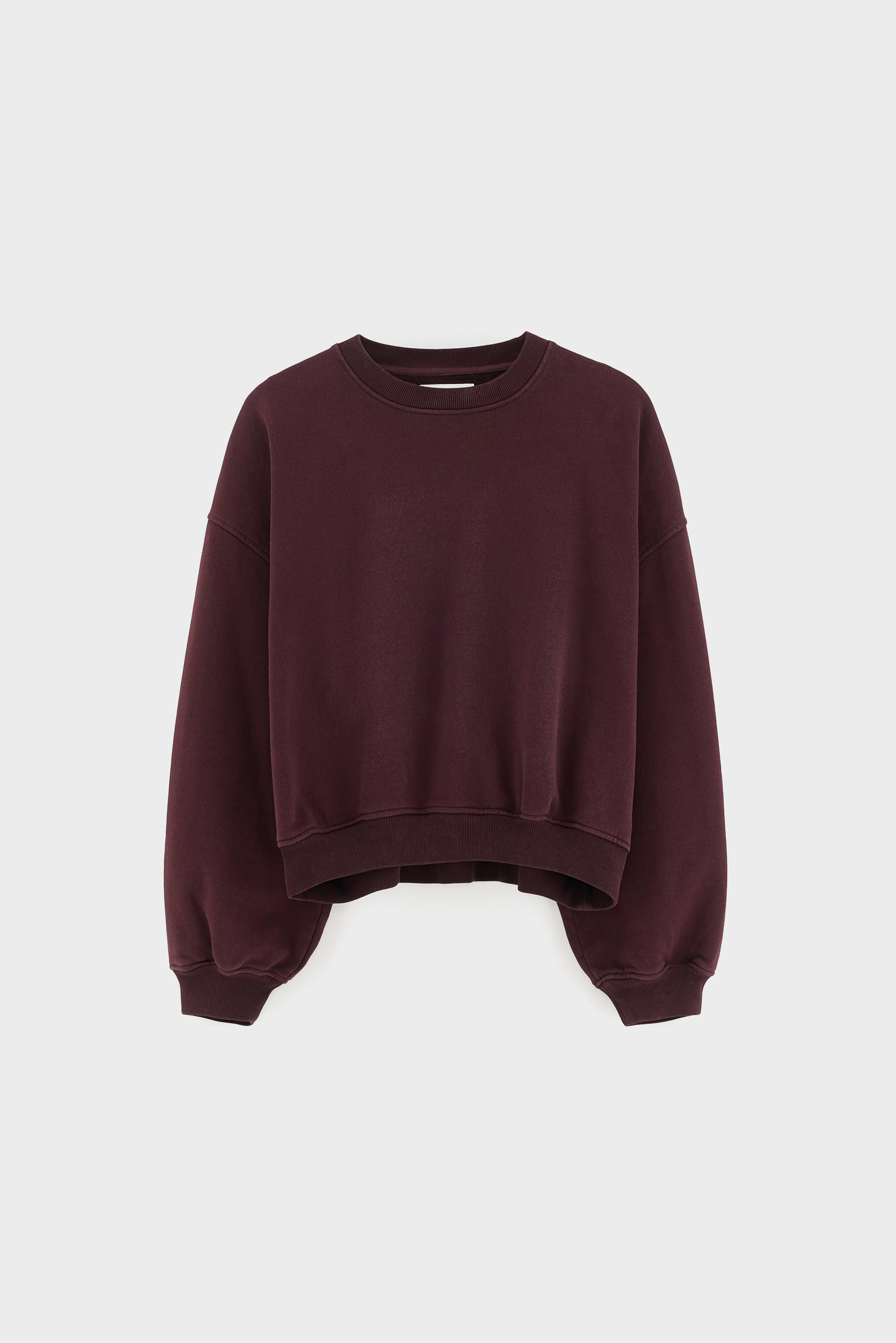 Fancy cropped sweatshirt met ronde hals (262 / W / BURGUNDY)