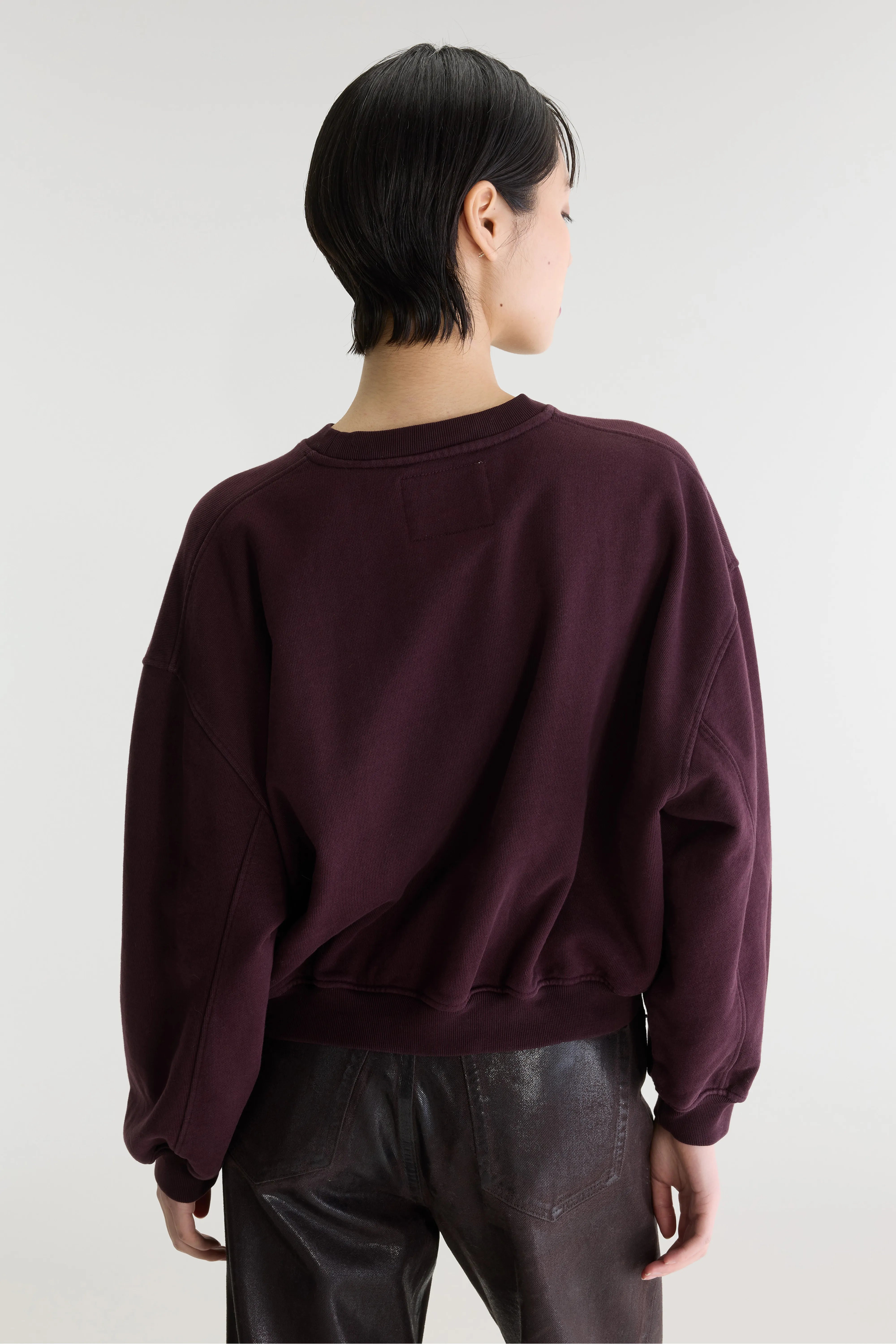 Fancy cropped sweatshirt met ronde hals (262 / W / BURGUNDY)