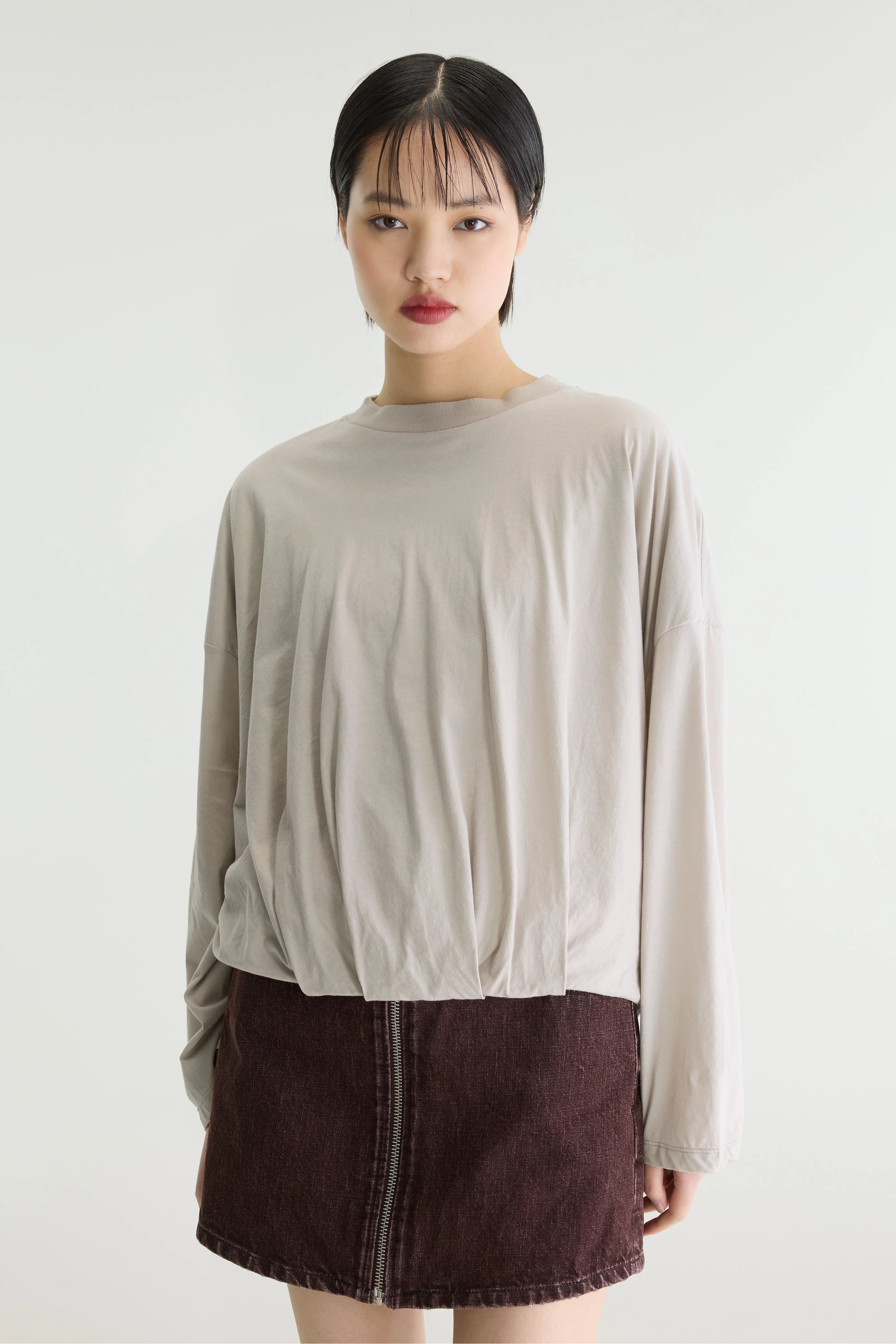 Flames Cropped Long-sleeve T-shirt - Nickel For Women | Bellerose