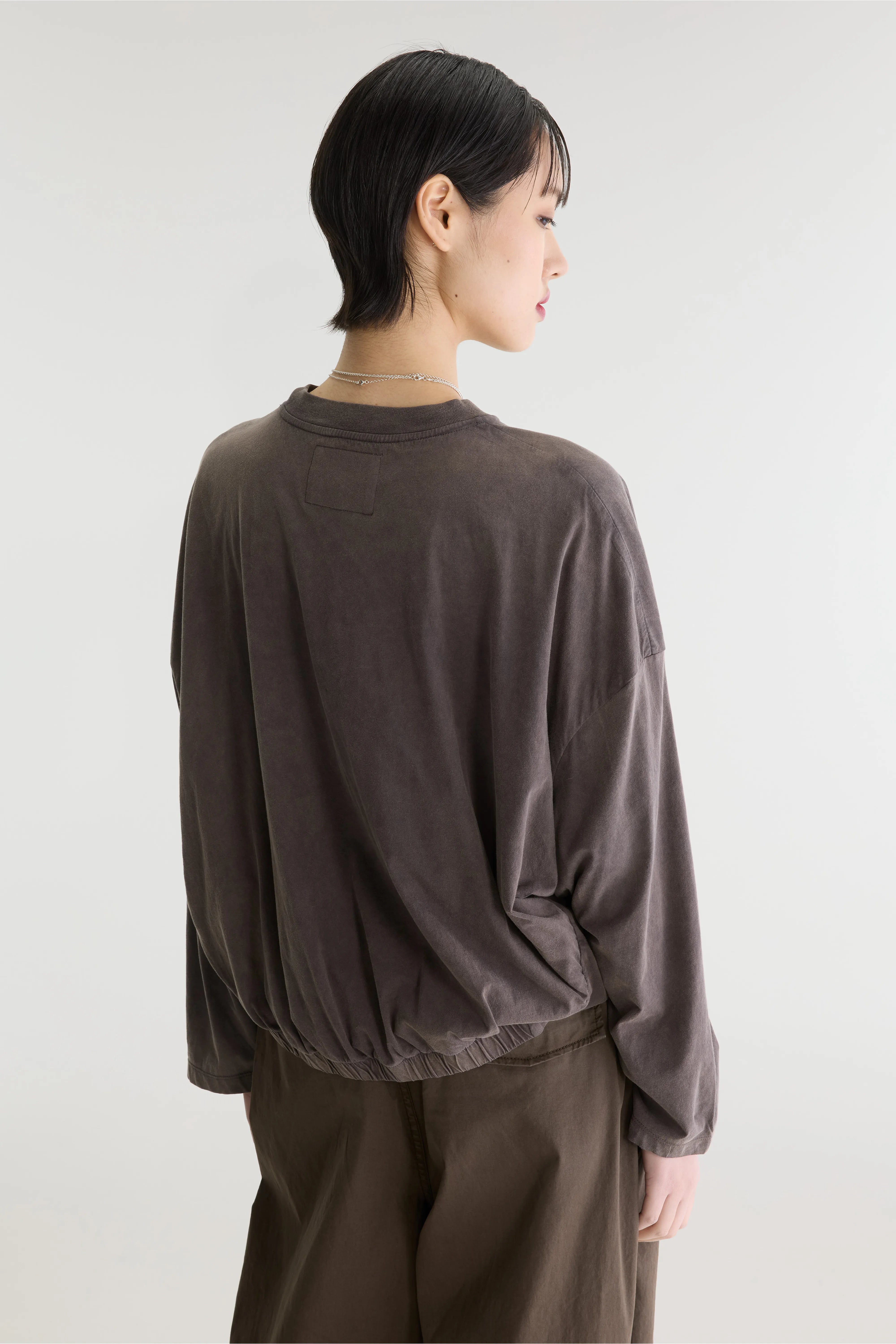 Flames cropped t-shirt met lange mouwen (262 / W / DARK ROAST)