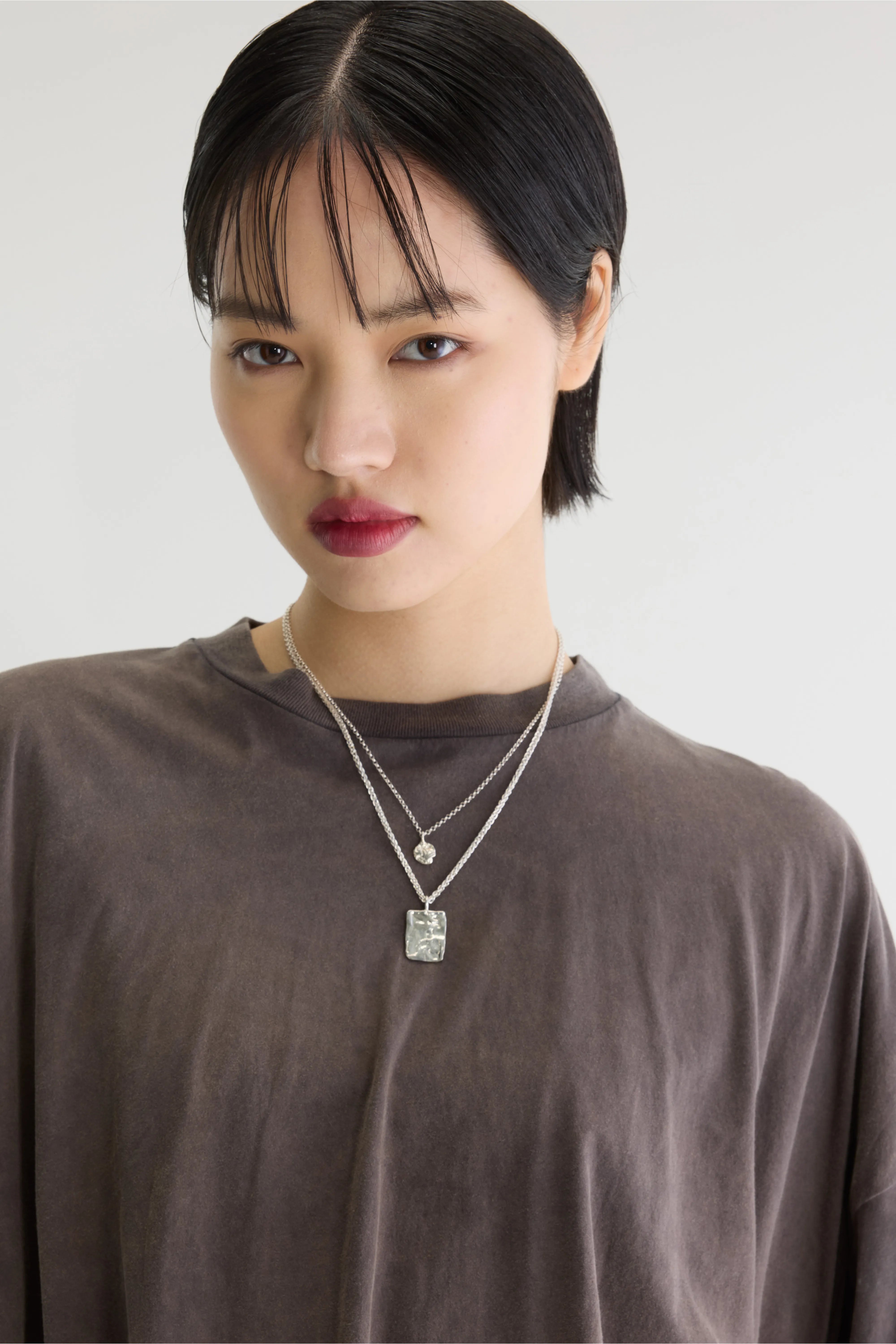 Flames cropped t-shirt met lange mouwen (262 / W / DARK ROAST)