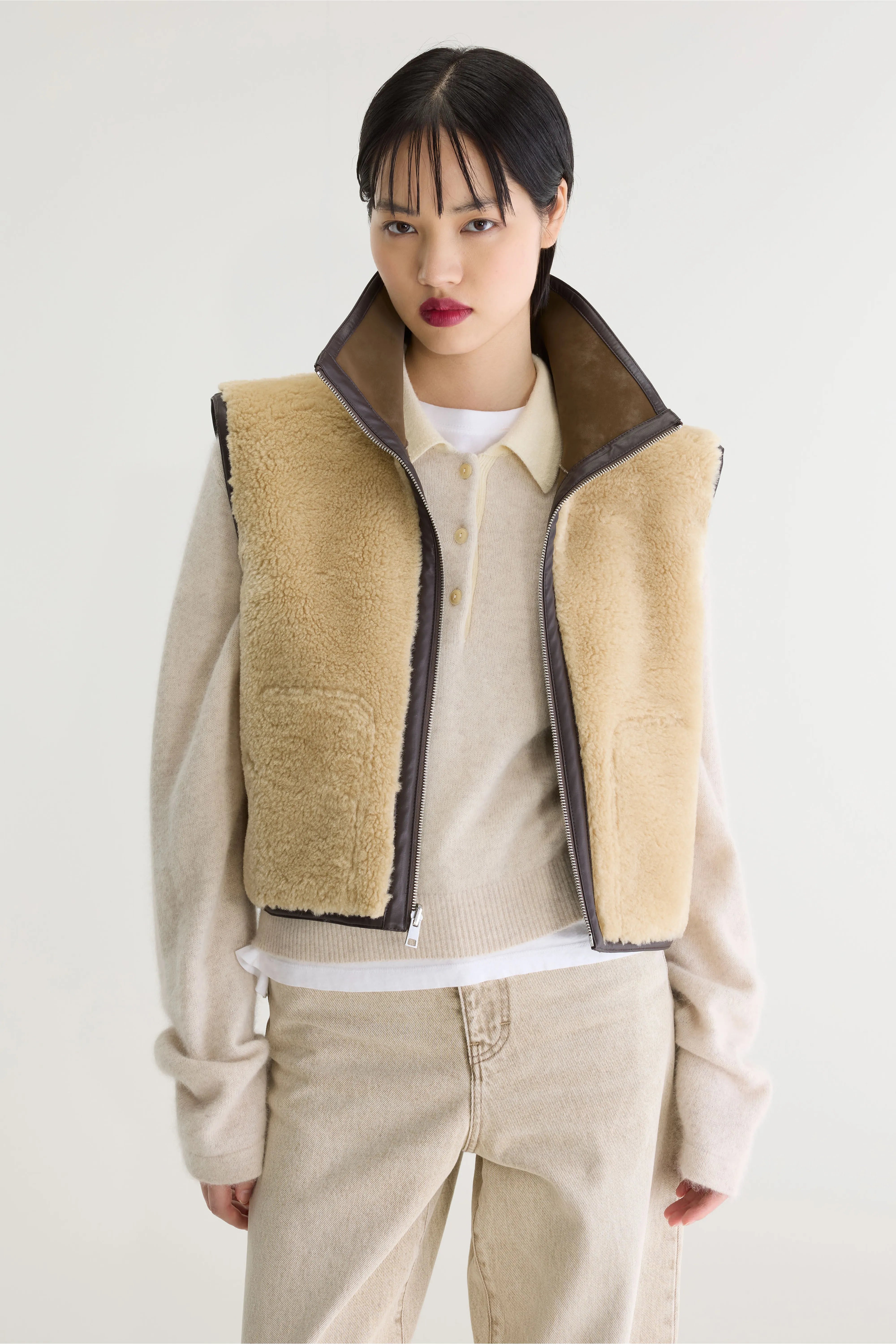 Jonson Cropped Sleeveless Jacket - Sheep For Women | Bellerose