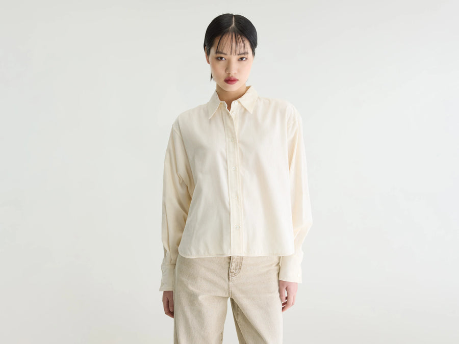 Chemise en velours écru