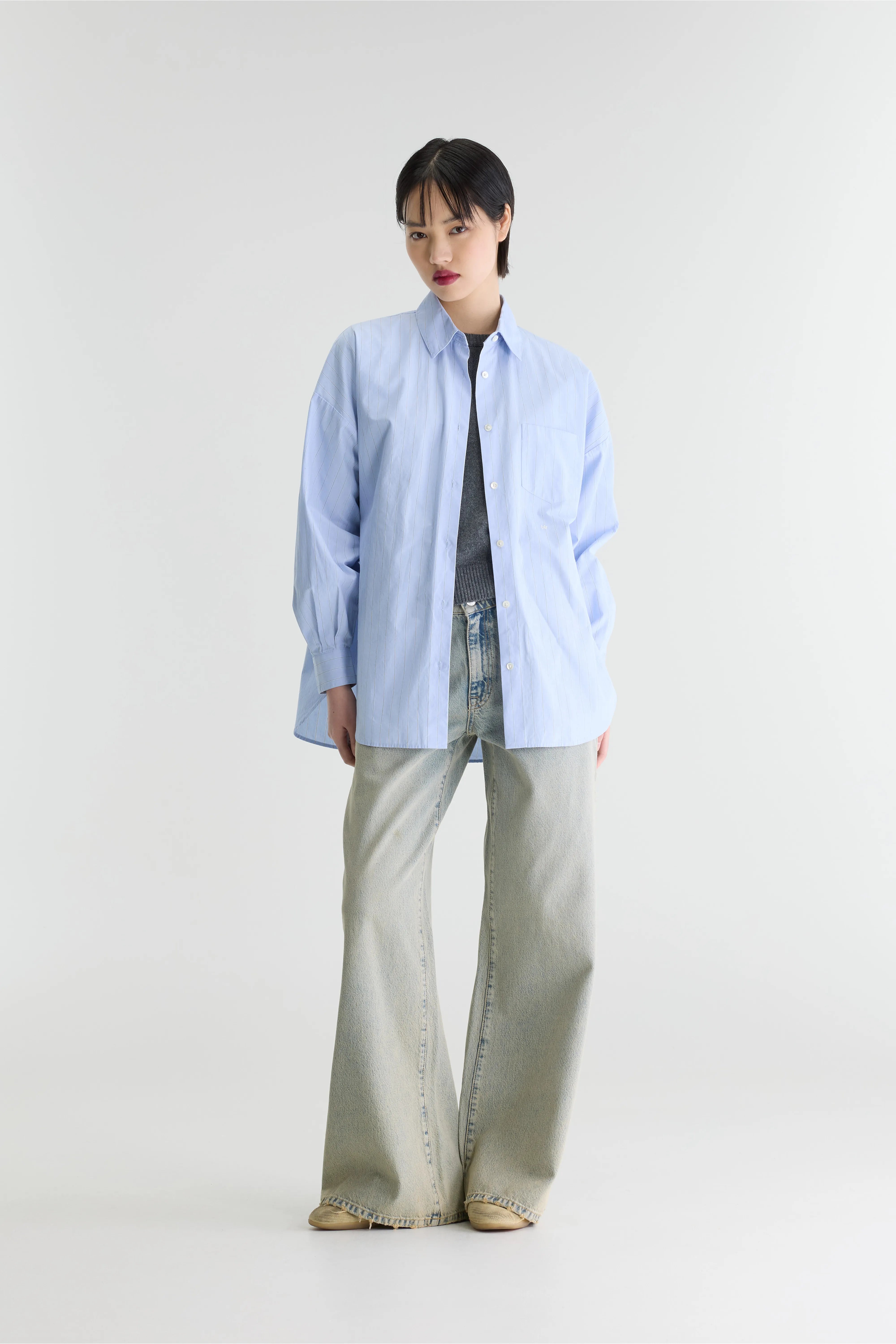 Giorgia gestreepte popeline hemd (262 / W / STRIPE A)
